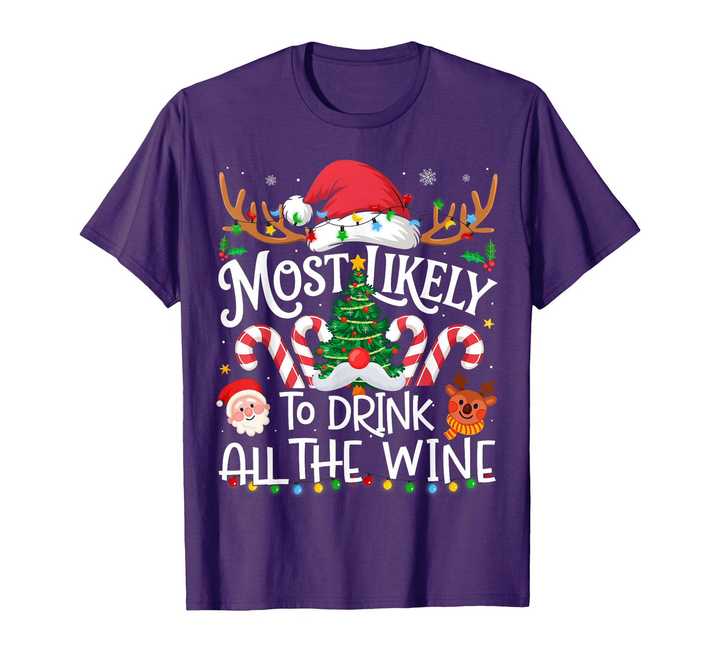Most Likely to Drink All The Wine Family Matching Christmas T-Shirt