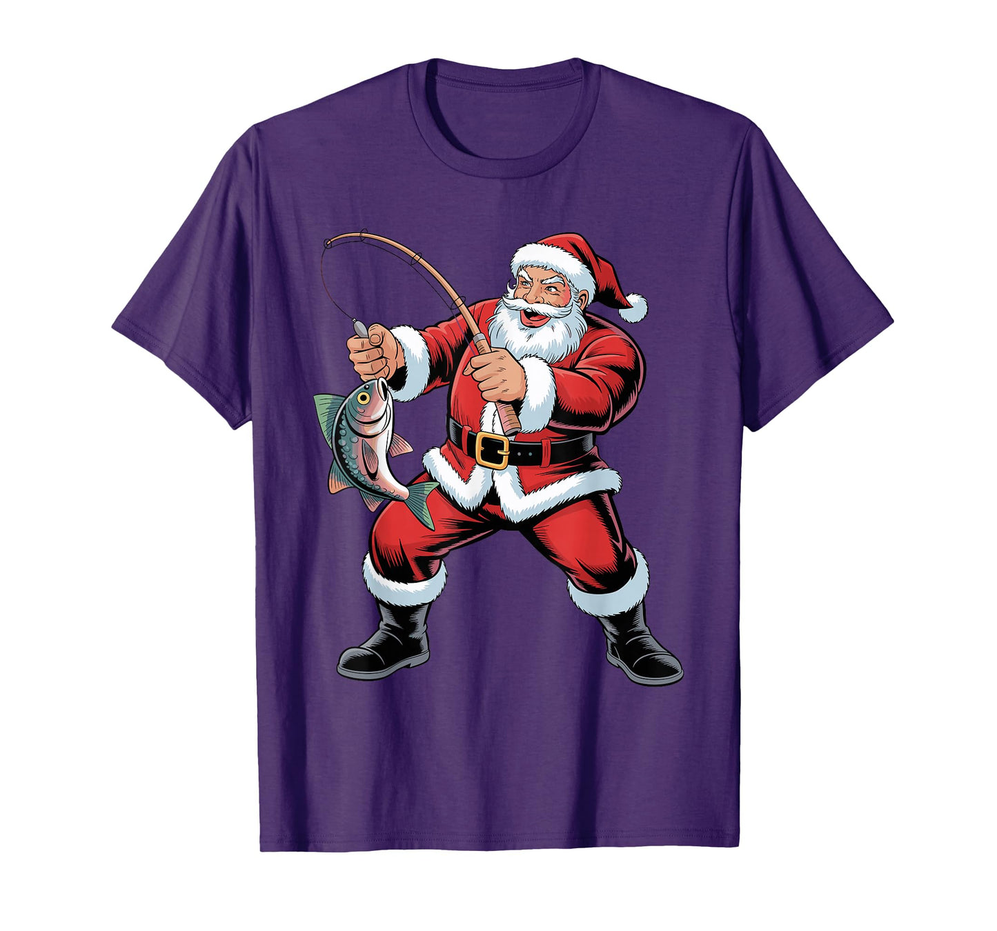 Fisherman Santa Funny Fishing Lovers Christmas Xmas Pajama T-Shirt
