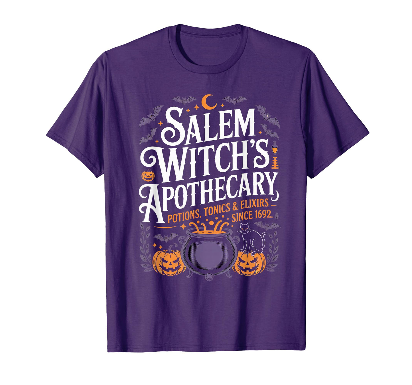 Salem Witch's Apothecary Spooky Halloween Magic Cauldron T-Shirt