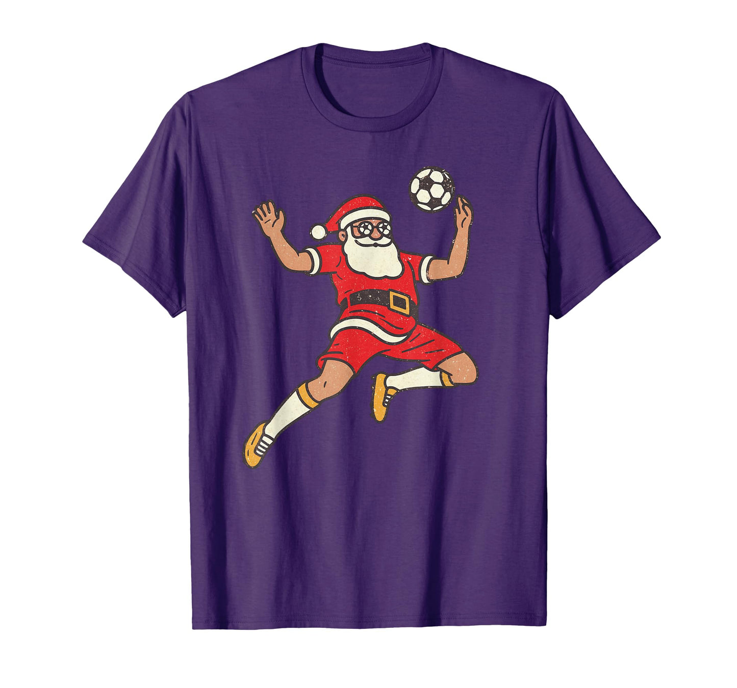 Santa Playing Soccer Christmas Vintage Funny Xmas Holiday T-Shirt