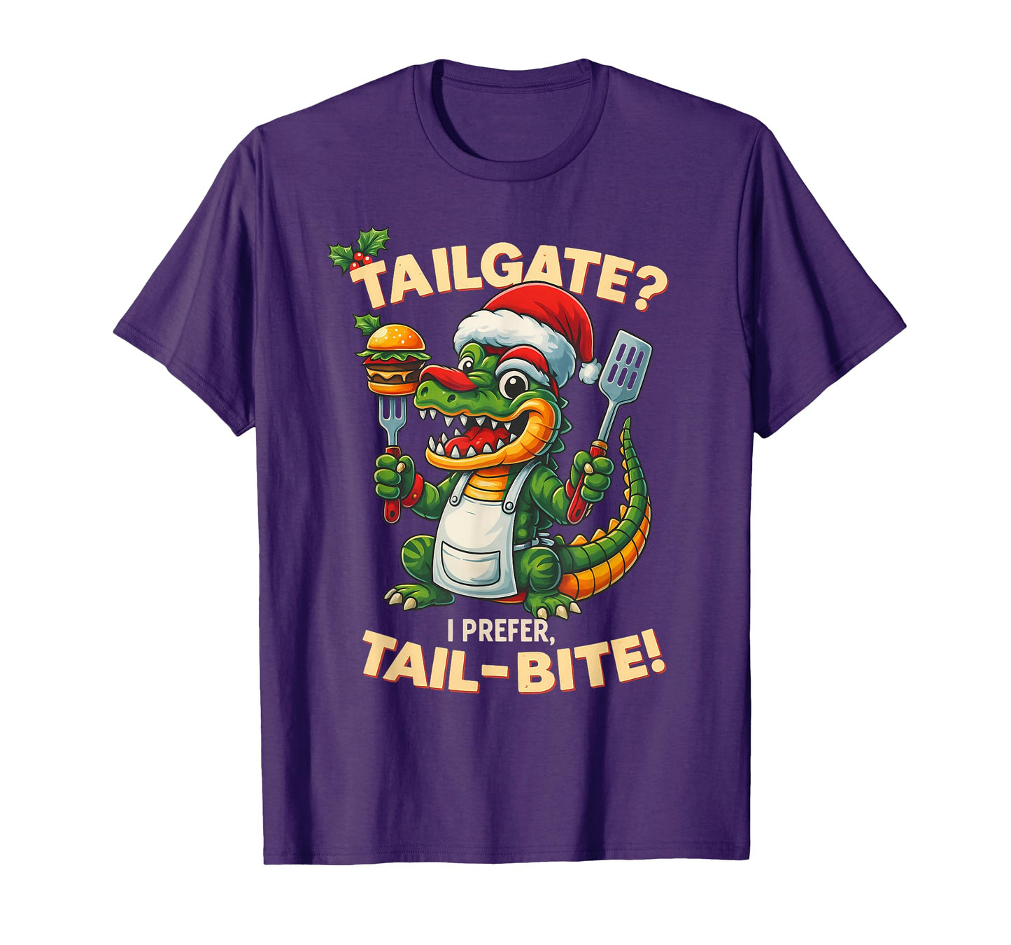 Funny Alligator Tailgate Christmas Tail-Bite BBQ Humor T-Shirt