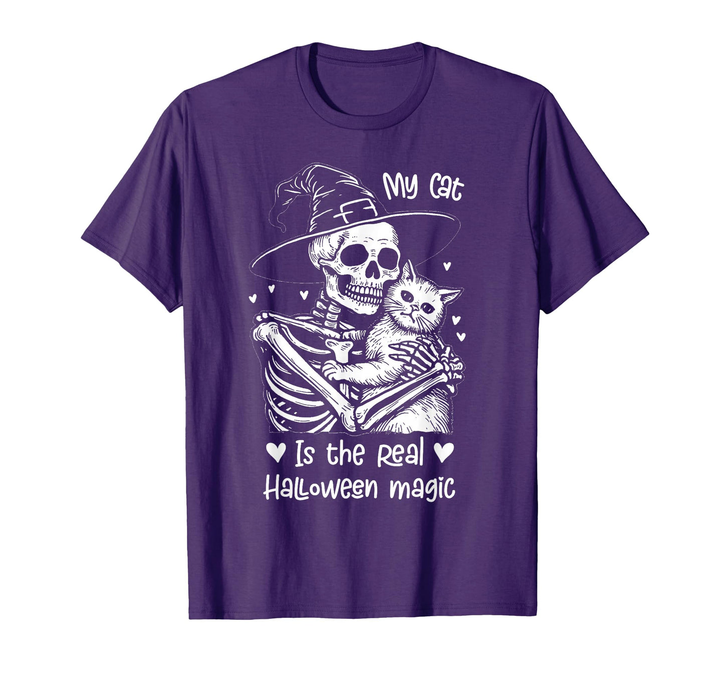 My cat is The Real Halloween Magic Funny Skeleton Witch Hat T-Shirt