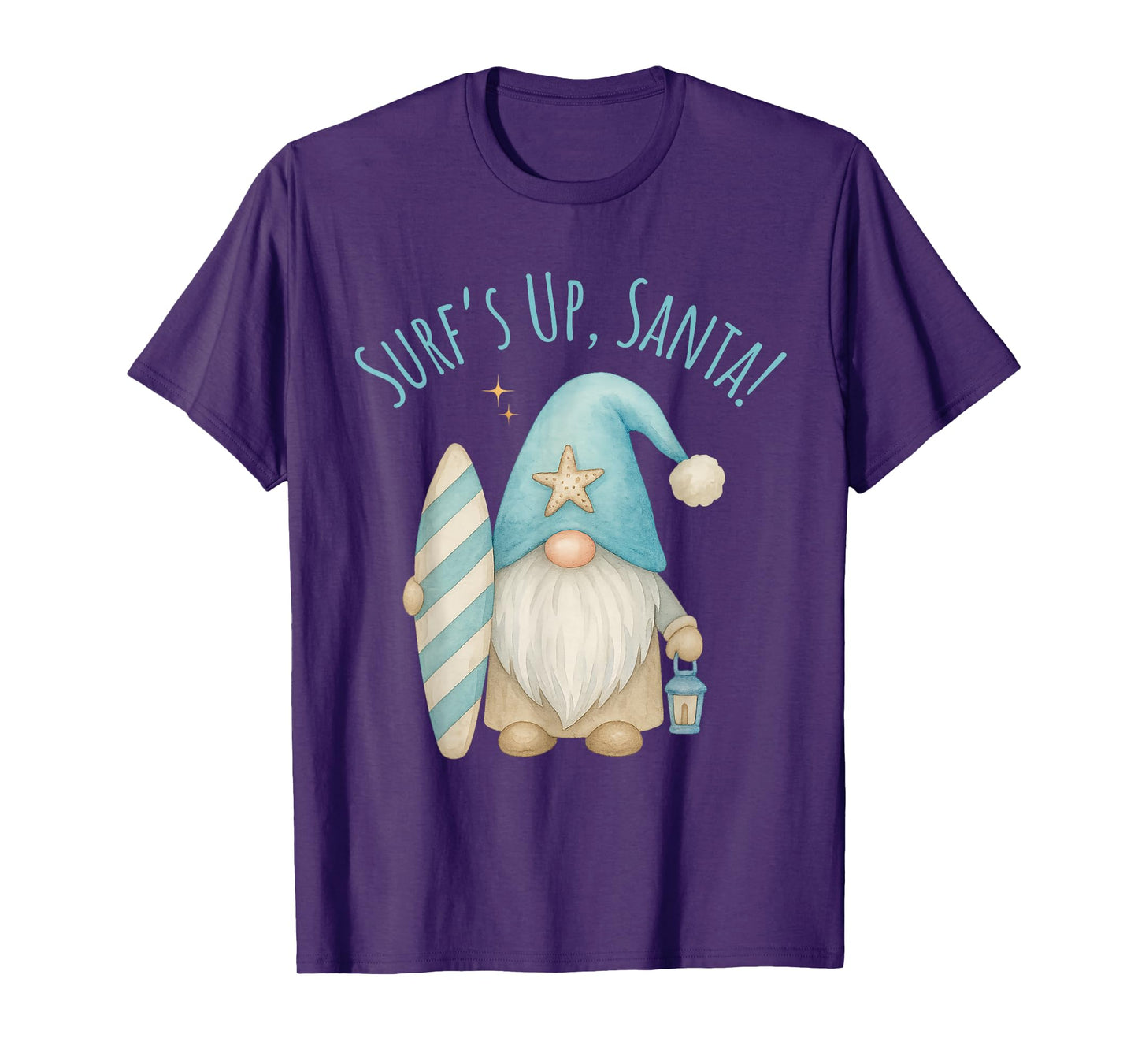 Surf's Up Santa Funny Christmas Gnome T-Shirt