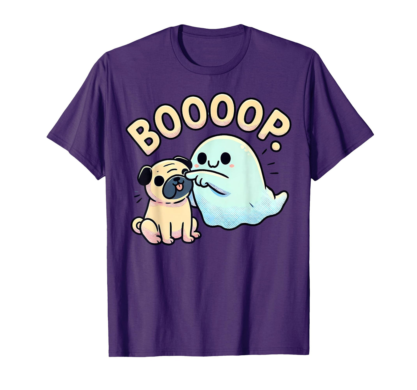 Funny Halloween Ghost Pug Boop Silly Puppy Dog Humor Men Women Kids T-Shirt