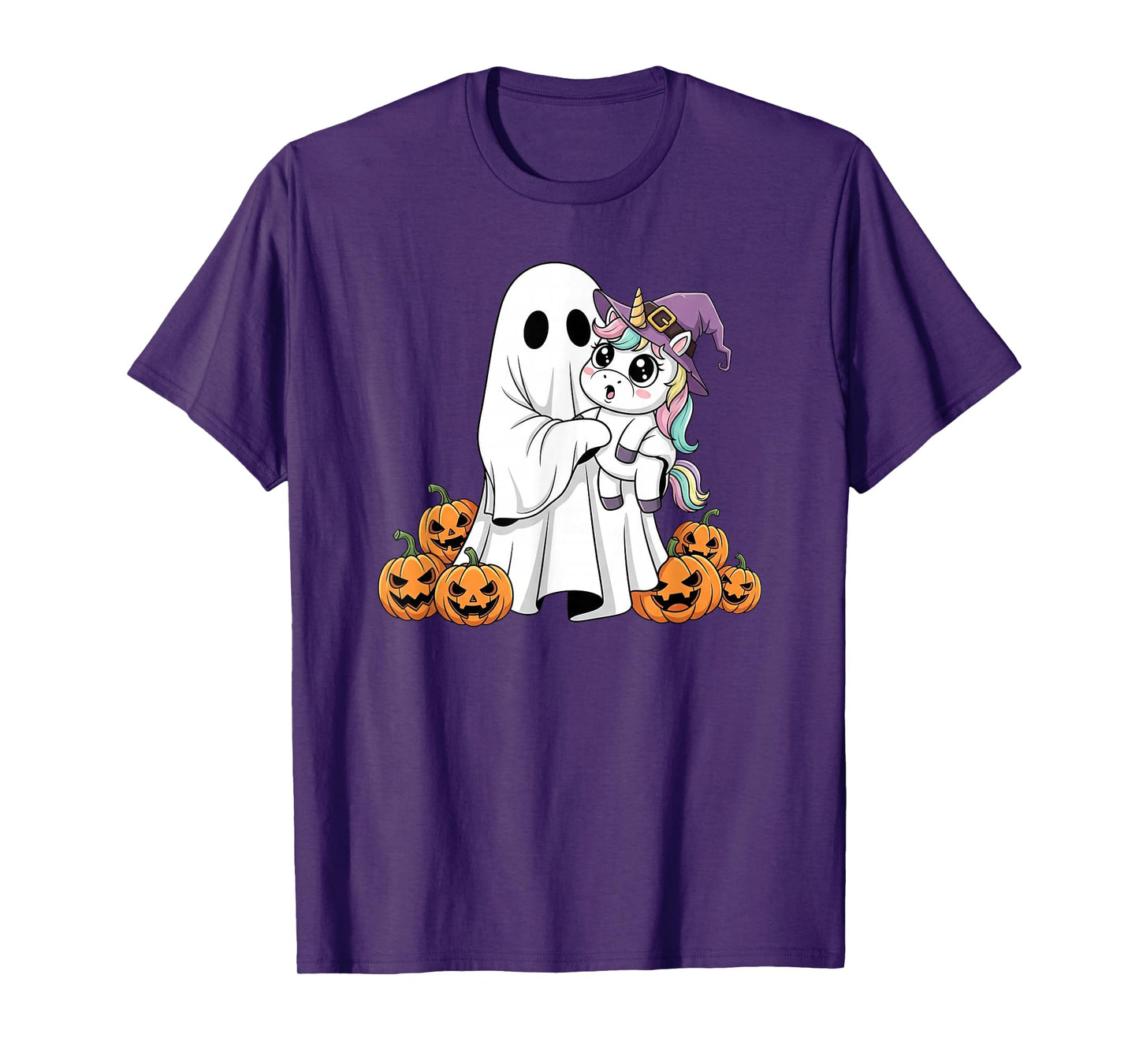 Funny Ghost Unicorn Pumpkin Halloween Kids Mens Womens T-Shirt