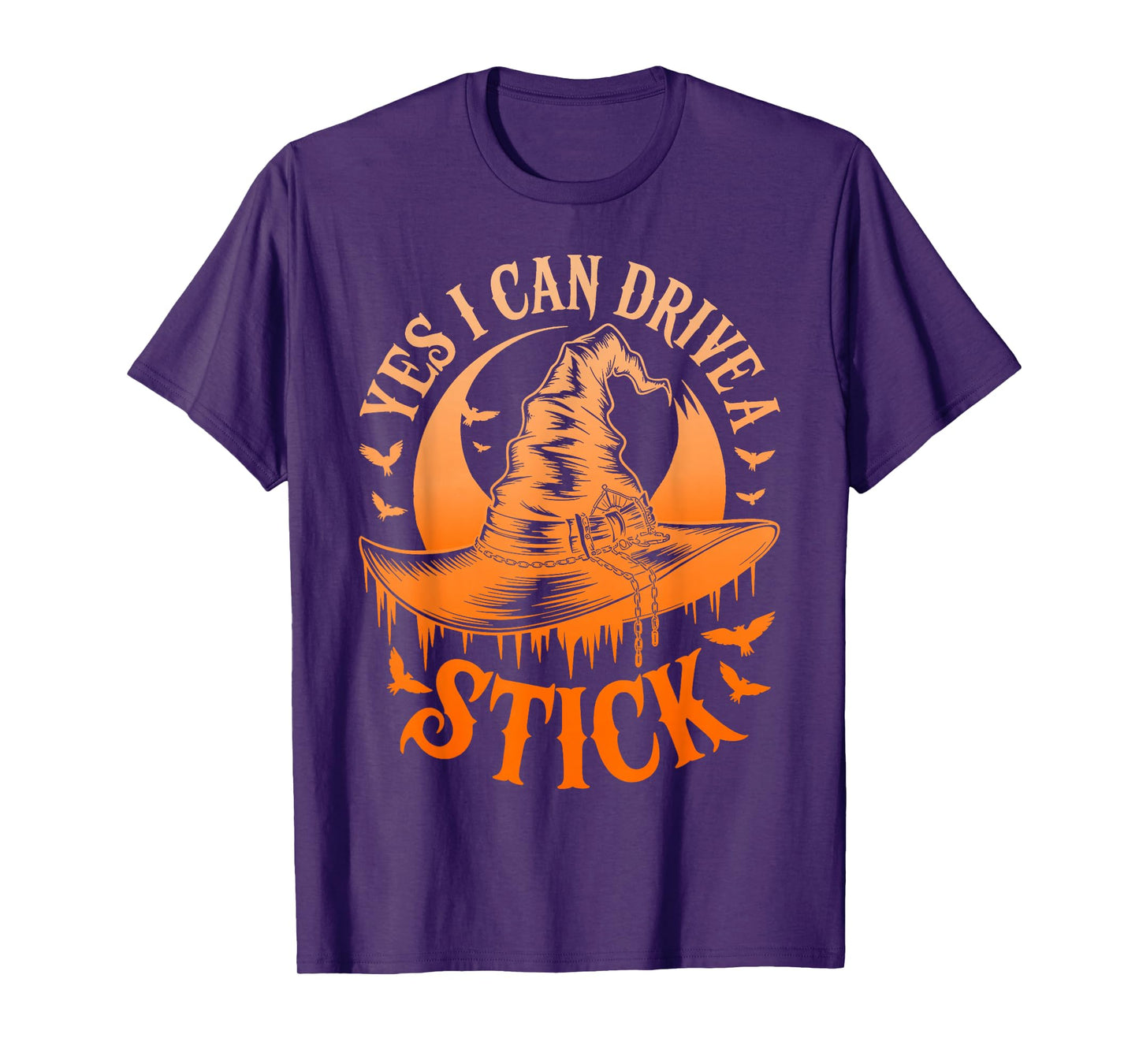 Yes I Can Drive A Stick Funny Halloween Spooky Witch T-Shirt