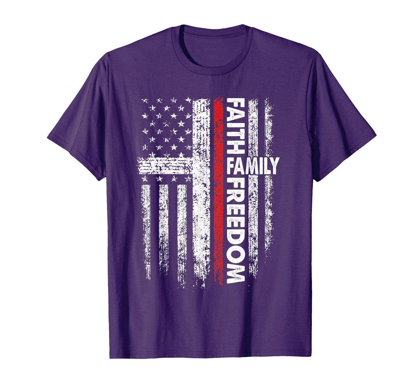 Faith Family Freedom Patriotic Christian Vintage USA Flag T-Shirt