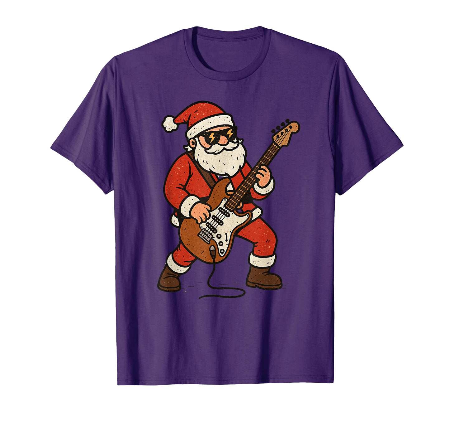 Santa Playing Rock Guitar Christmas Vintage Funny Xmas T-Shirt
