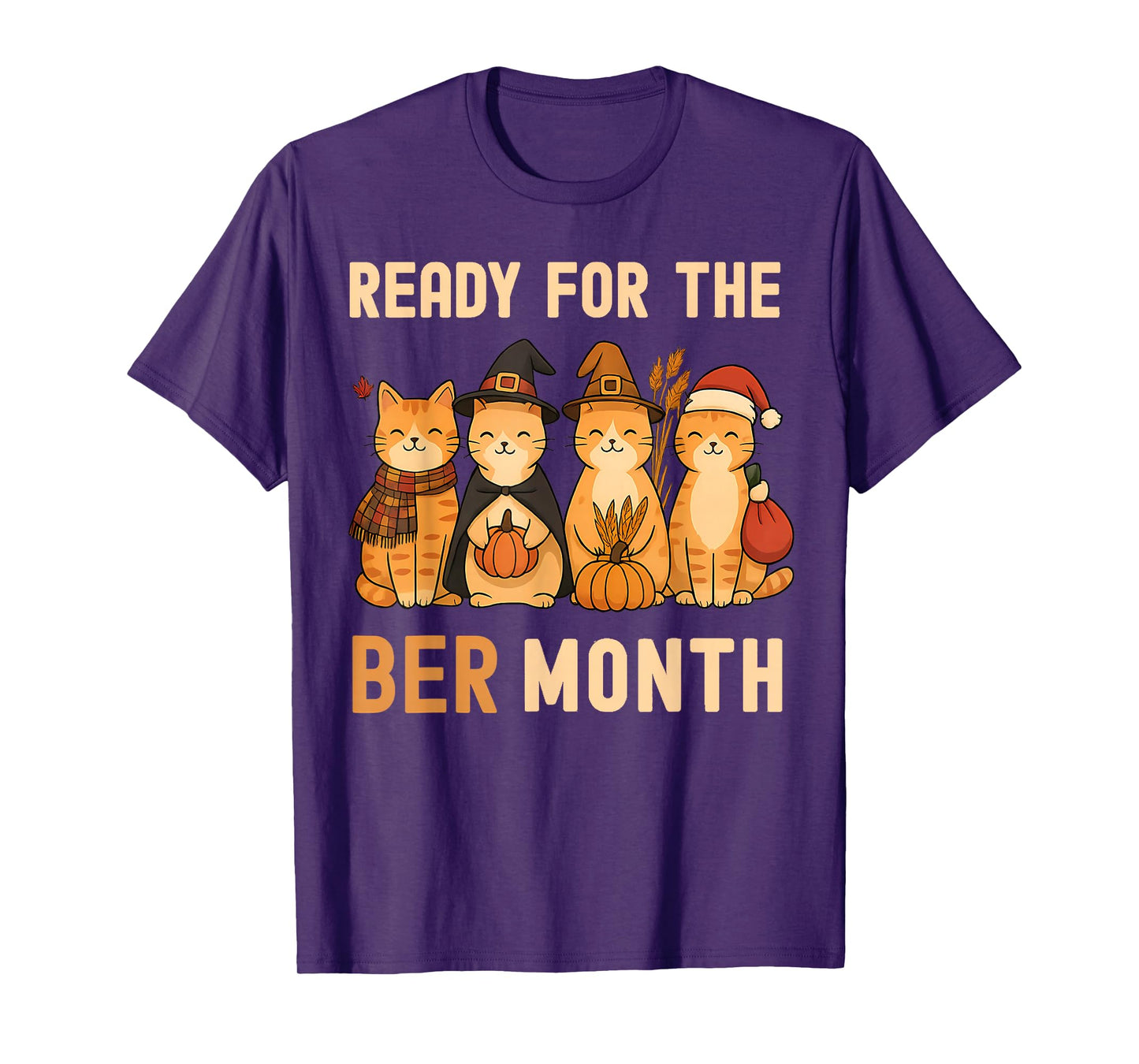 Cute Cats Ready for BER Months Autumn Halloween Christmas T-Shirt