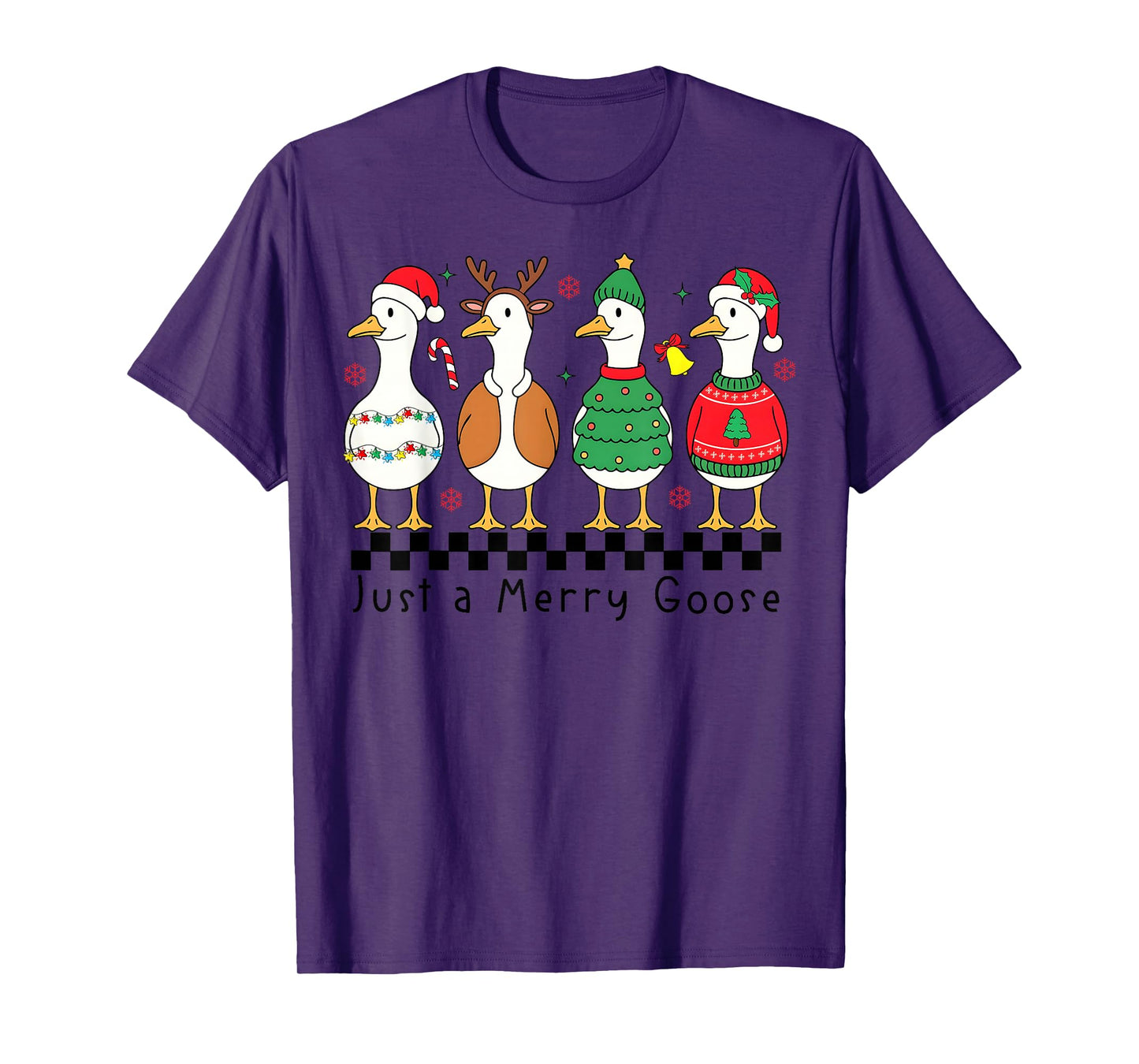 Just a Merry Goose Xmas Funny Santa Goose Christmas Pajamas T-Shirt