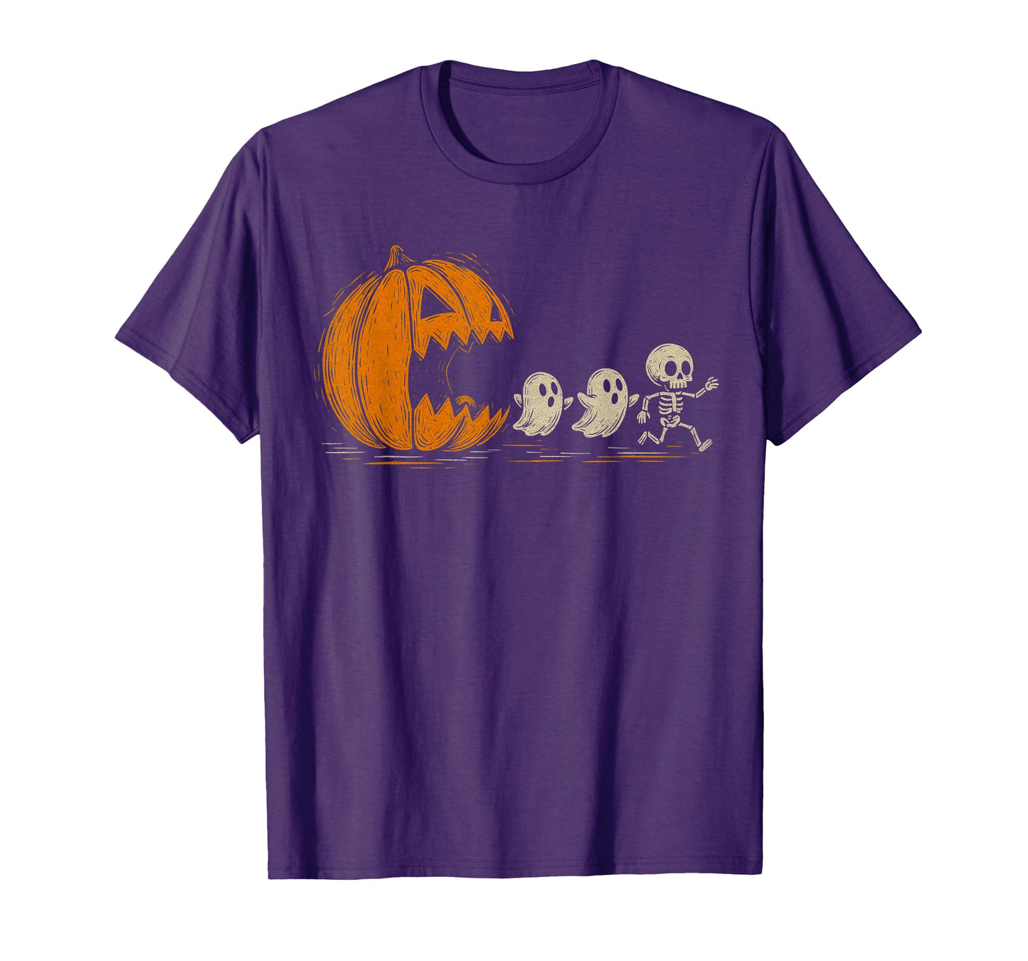 Gamer Gaming Pumpkin Eating Ghost Skeleton Halloween Costume T-Shirt
