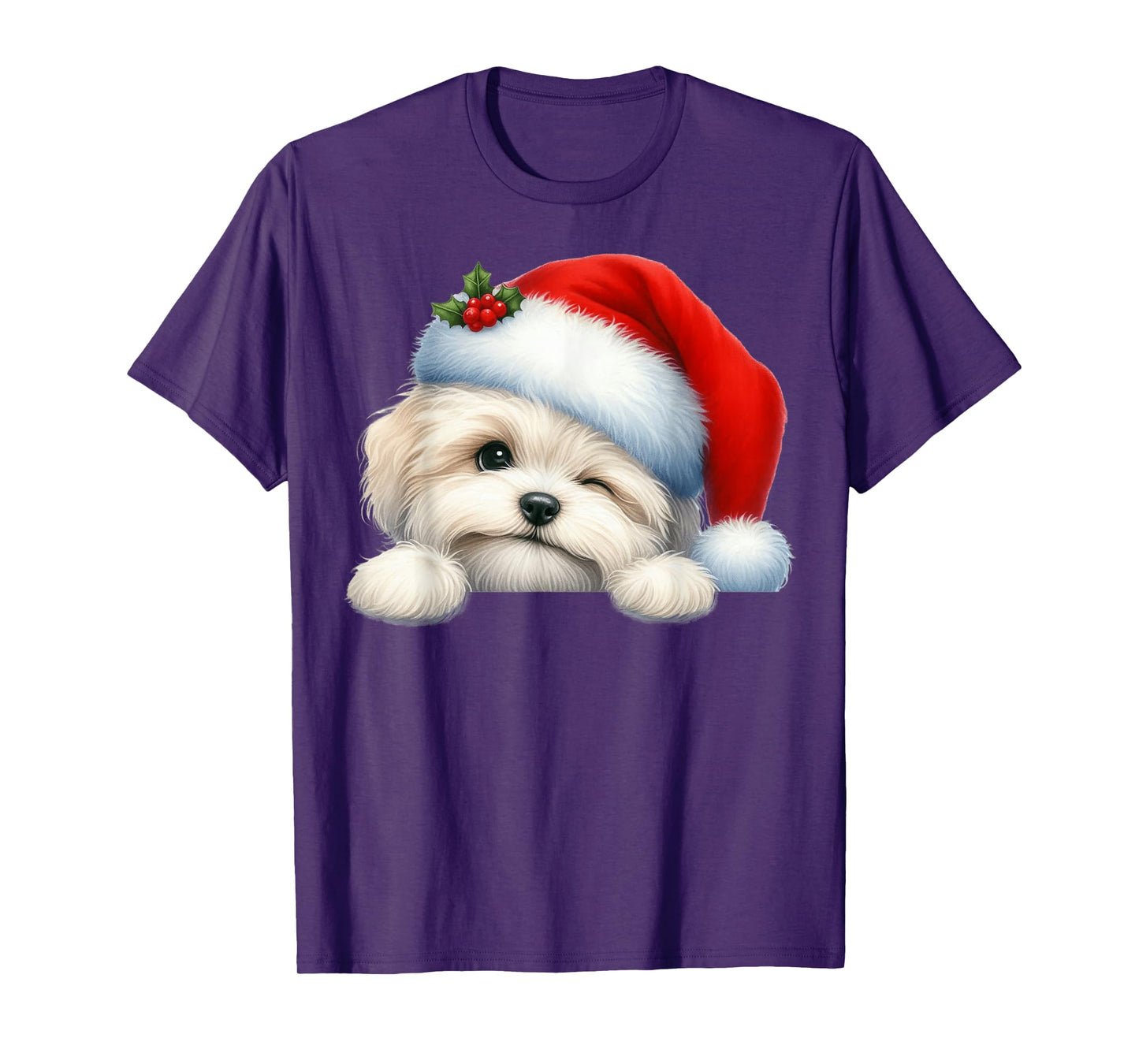 Havanese Dog Christmas Santa Hat Dog Mom Dad T-Shirt