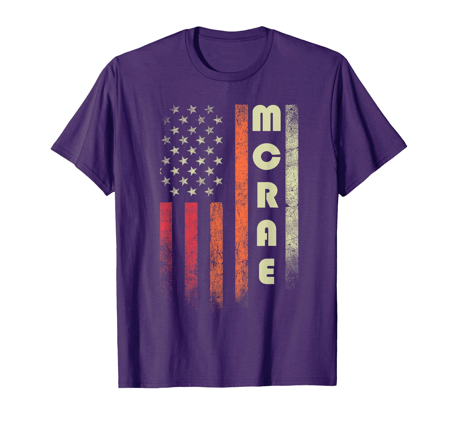 MCRAE Surname Funny Retro Vintage Birthday American Flag T-Shirt