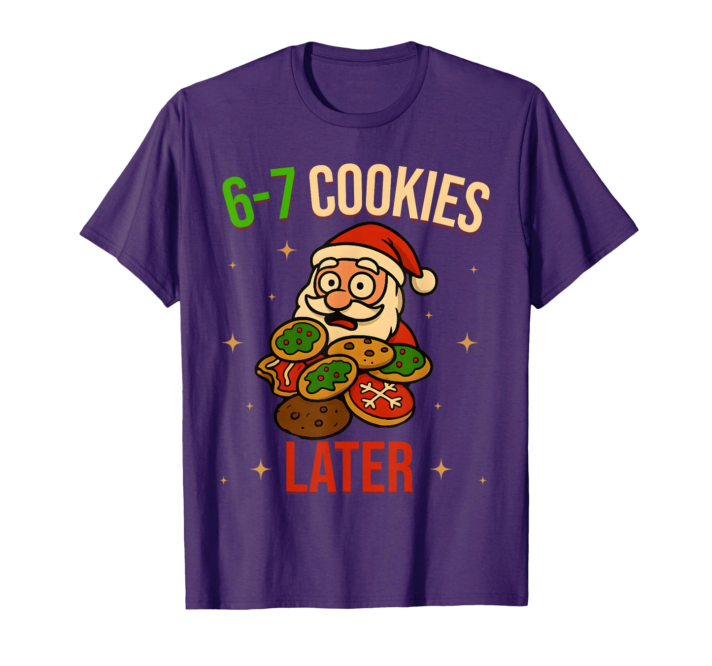67 Christmas Santa Eating Cookie Funny Six Seven Boys Kids T-Shirt