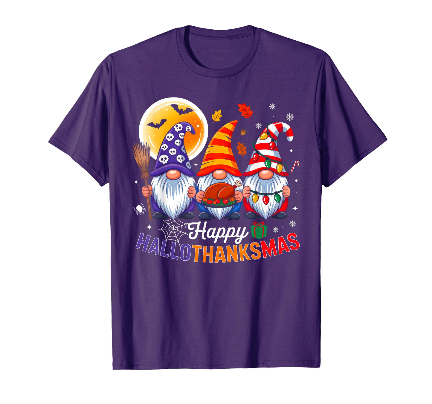 Happy Hallothanksmas Gnomes Lover Halloween Thanksgiving T-Shirt
