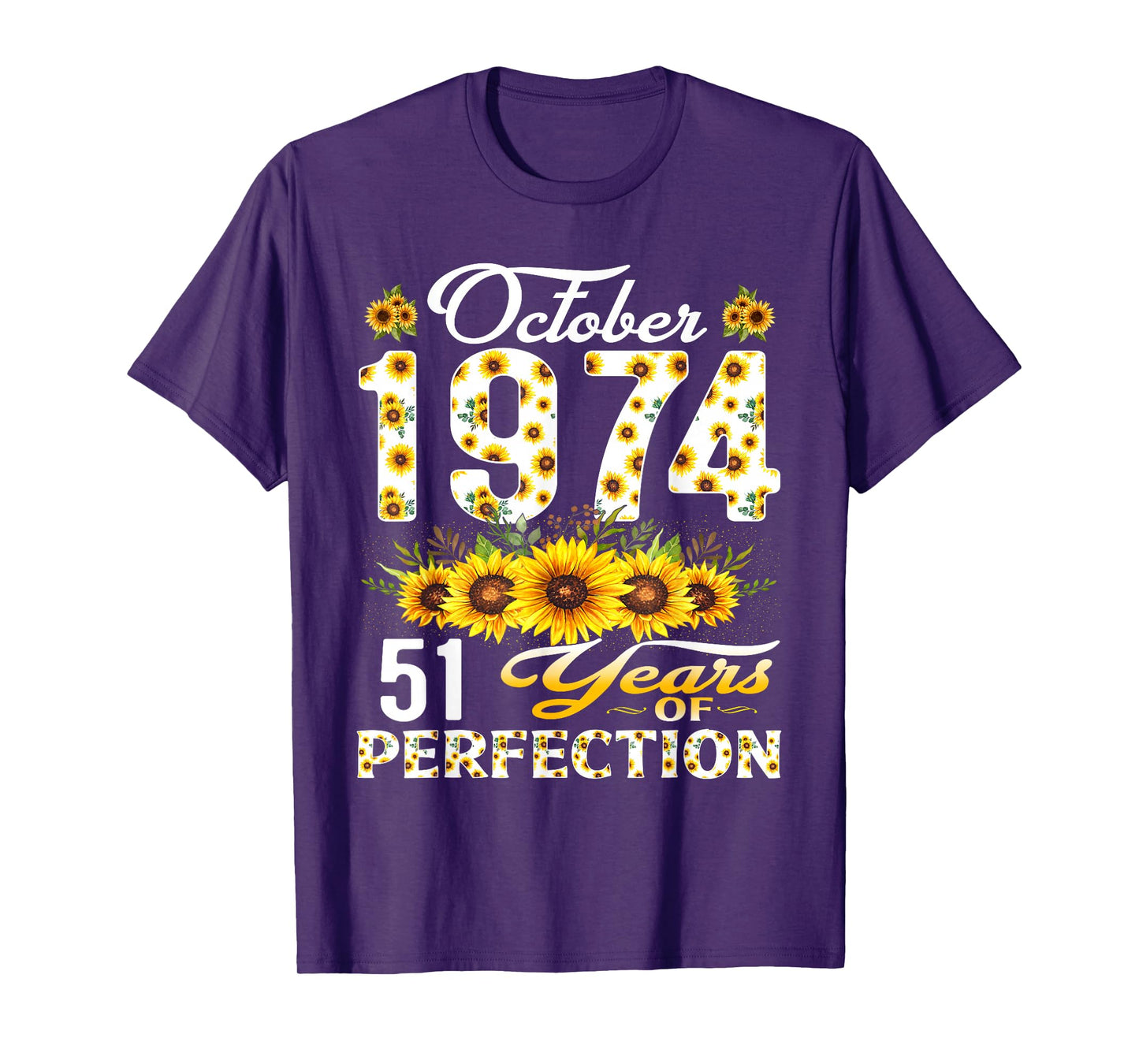 51 Years Old October 1974 Floral 51st Birthday Decorations T-Shirt
