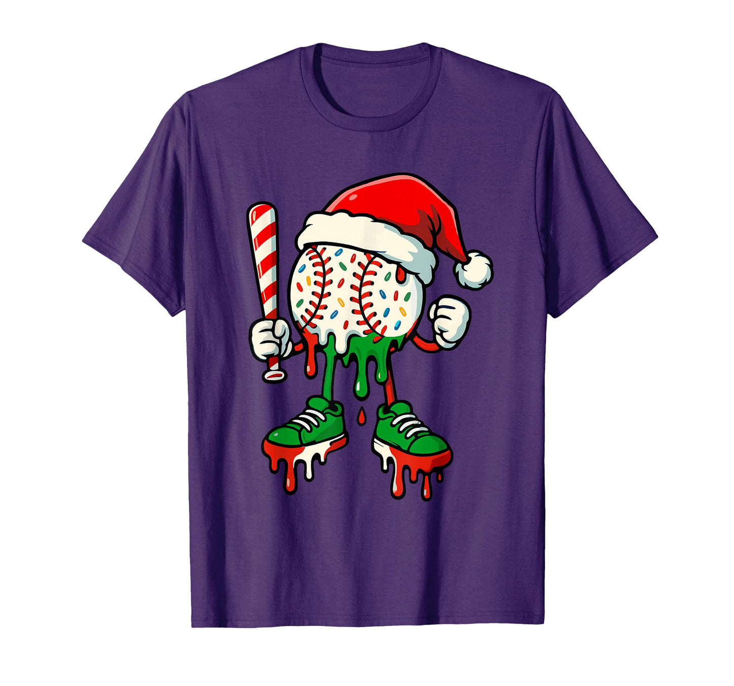 Christmas Baseball Drip for Boys Ice Cream Drip Baseball T-Shirt