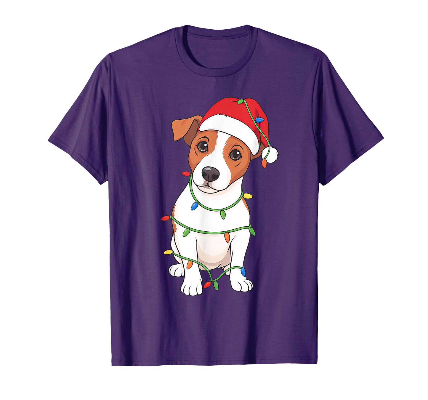 Jack Russell Terrier Christmas Tree Lights Holiday Dog Lover T-Shirt