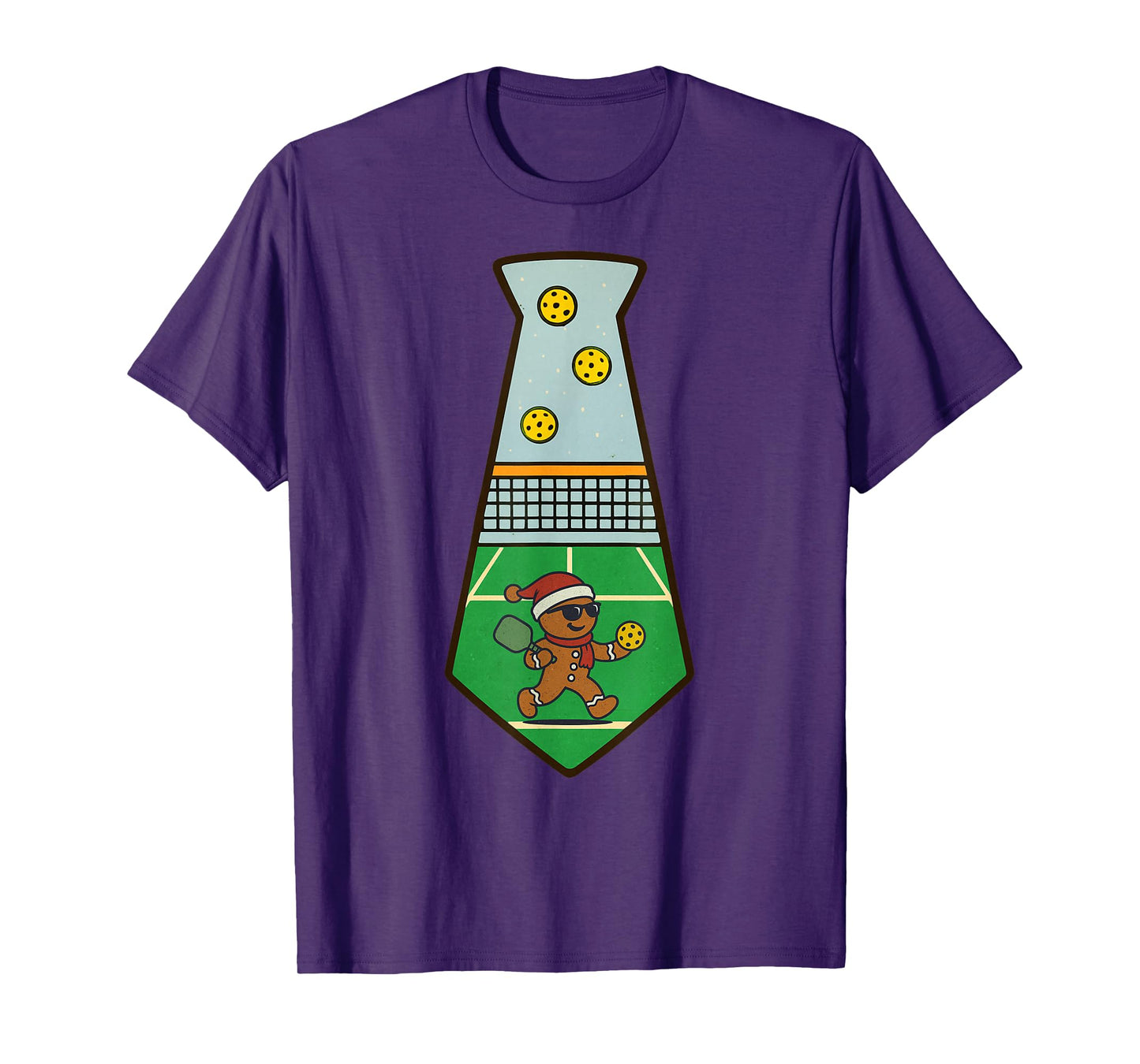 Gingerbread Playing Pickleball Christmas Vintage Funny Xmas T-Shirt
