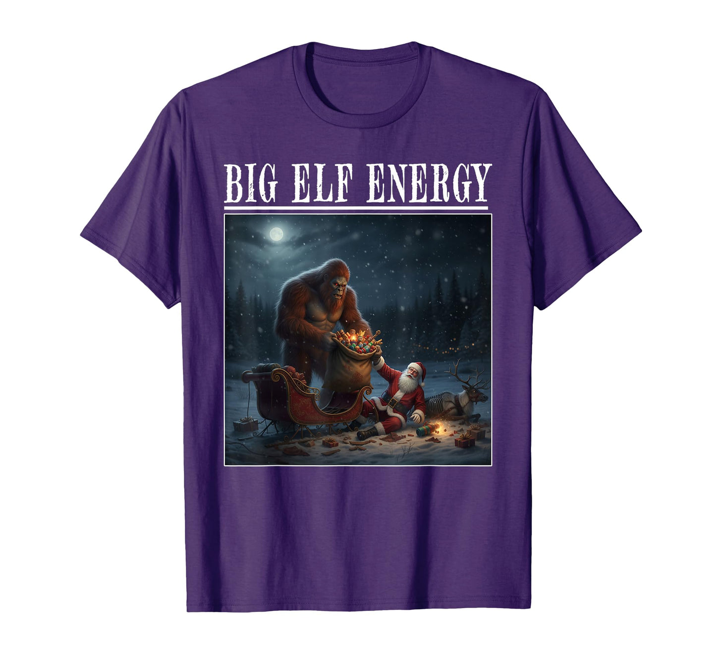 Bigfoot Santa Cannibal Wreck Sleigh Crash Christmas Rescue T-Shirt