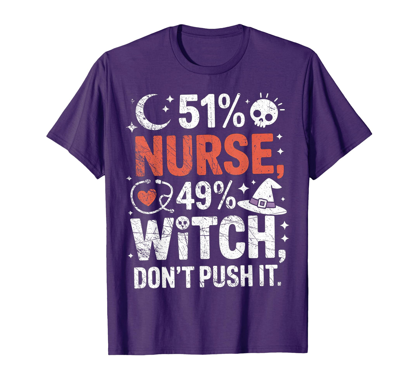 51% Nurse 49% Witch Funny Halloween Speelbind Nurses T-Shirt