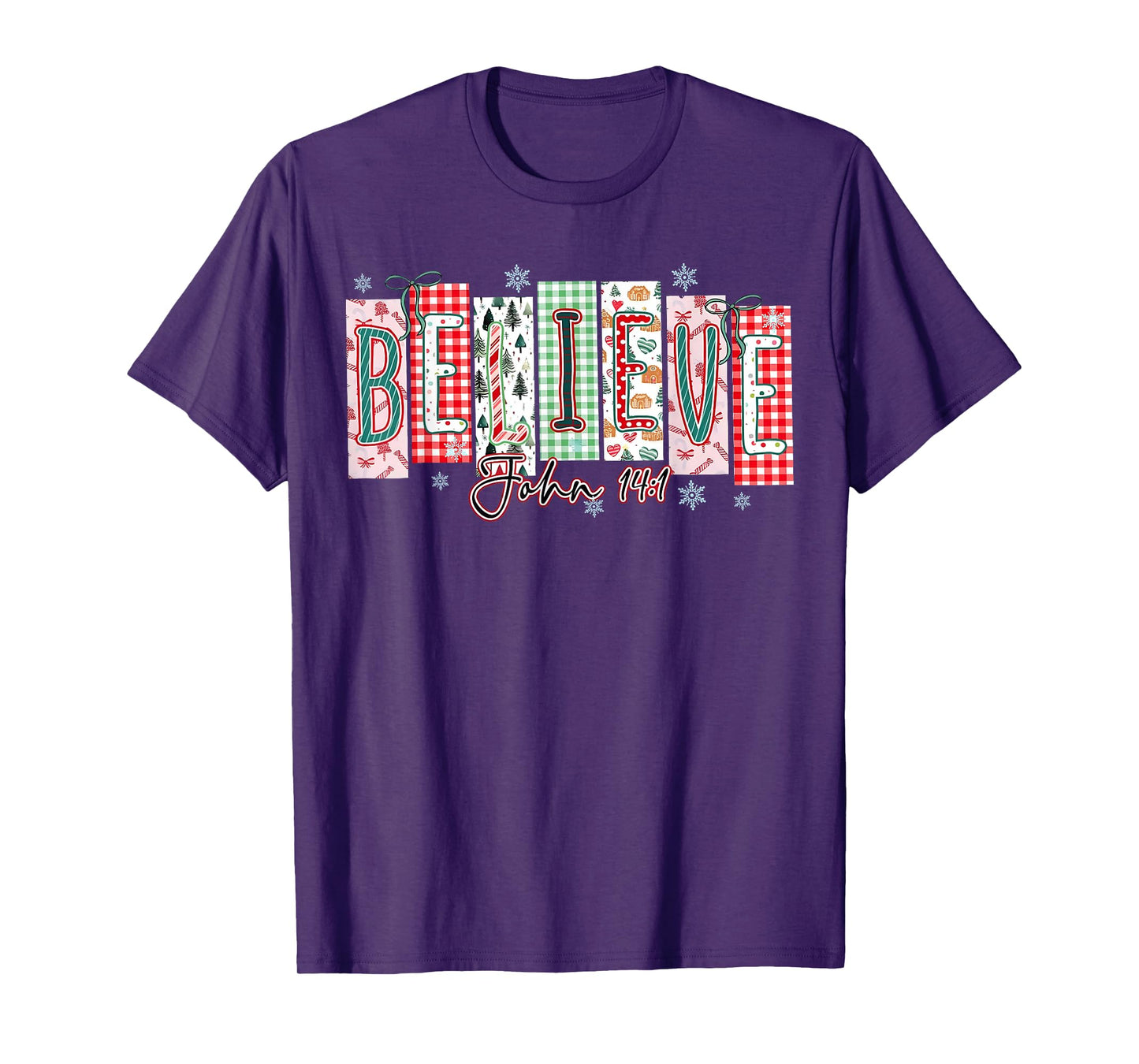 Believe Christmas Santa Coquette Bow Women Girls T-Shirt