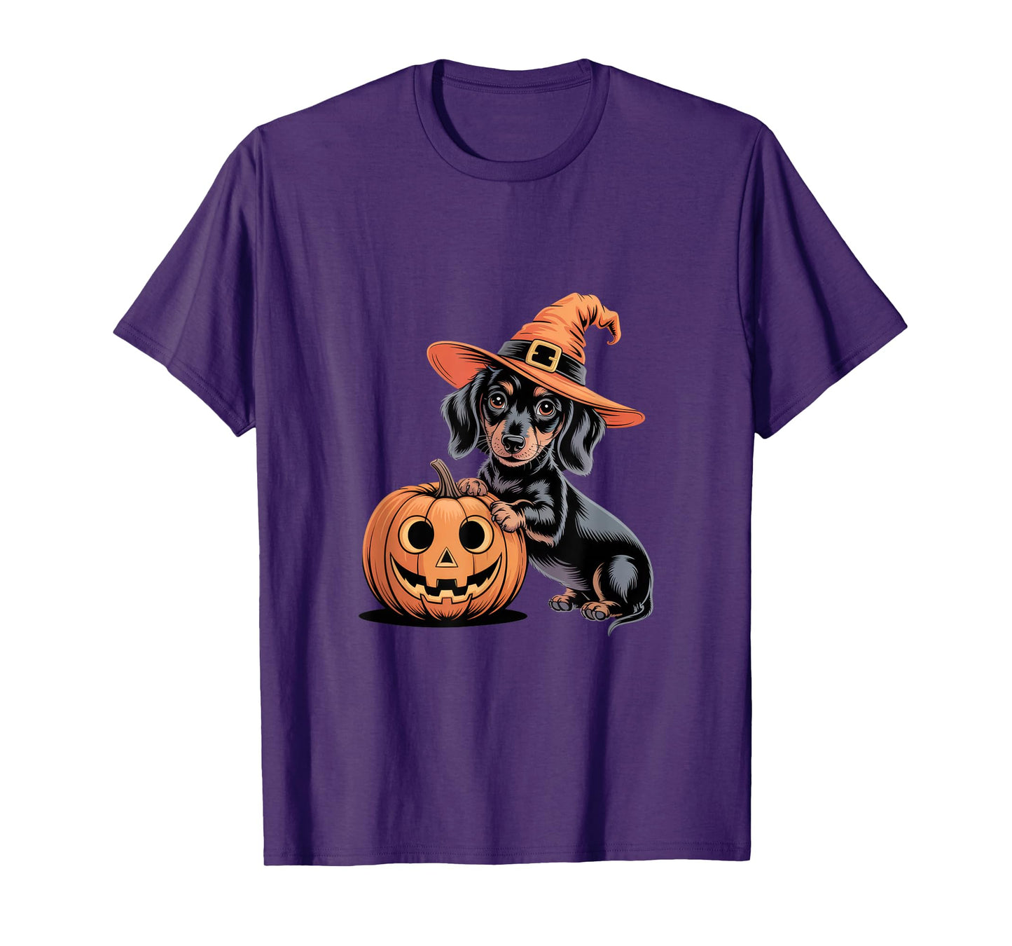 Halloween Dog Lovers Cute Dachshund Witch Pumpkin Fun T-Shirt