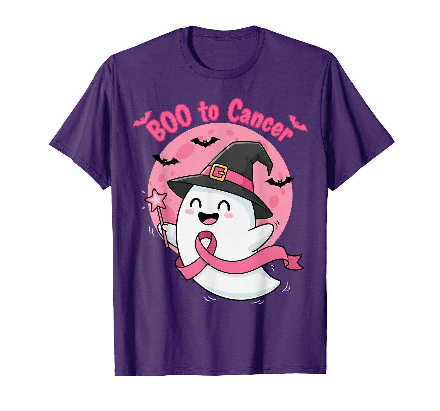 Boo to Cancer Cute Ghost Halloween Breast Cancer Awareness T-Shirt