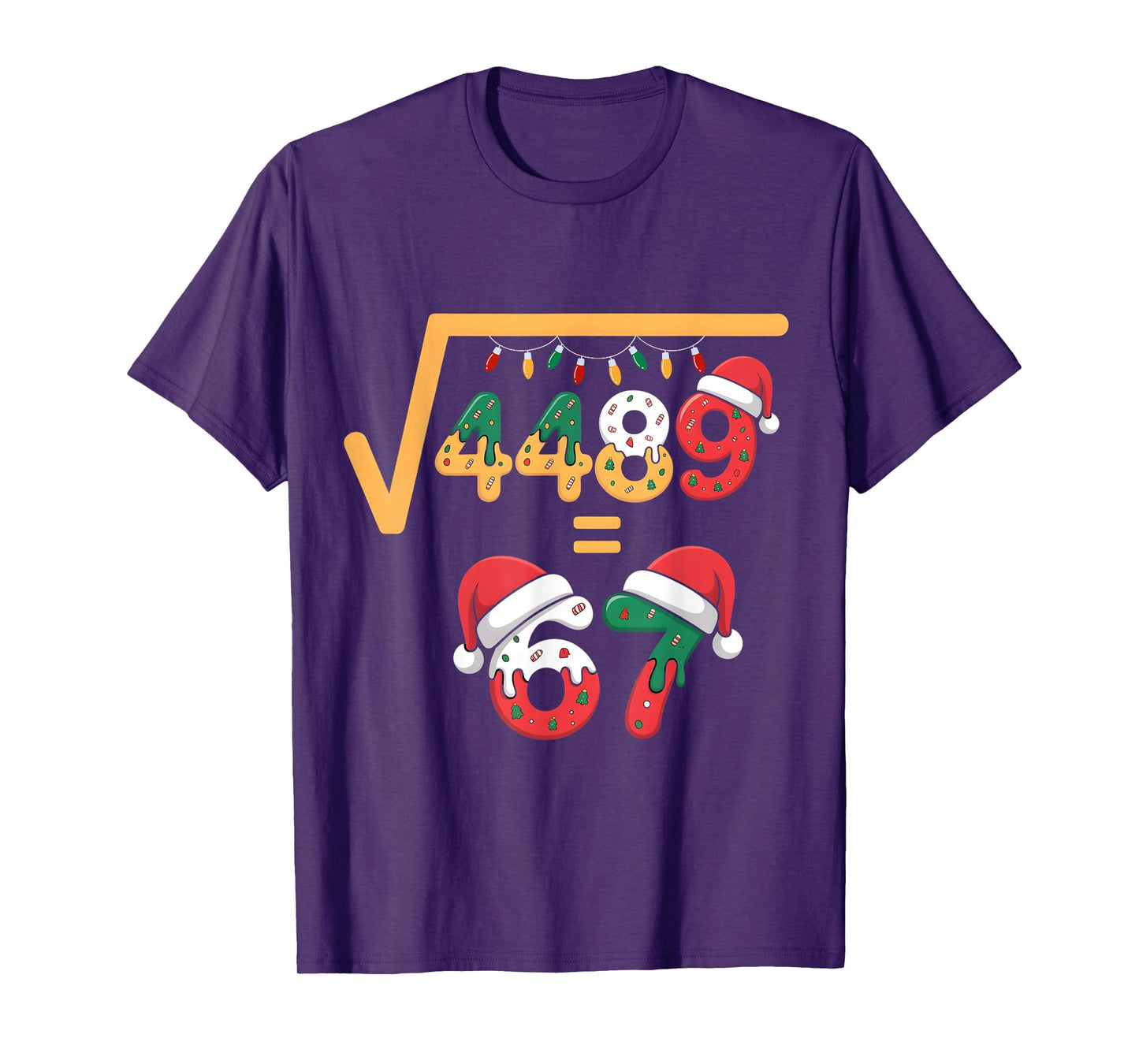 Christmas Ice Cream Drip Meme Slang Square Root 4489 Math 67 T-Shirt
