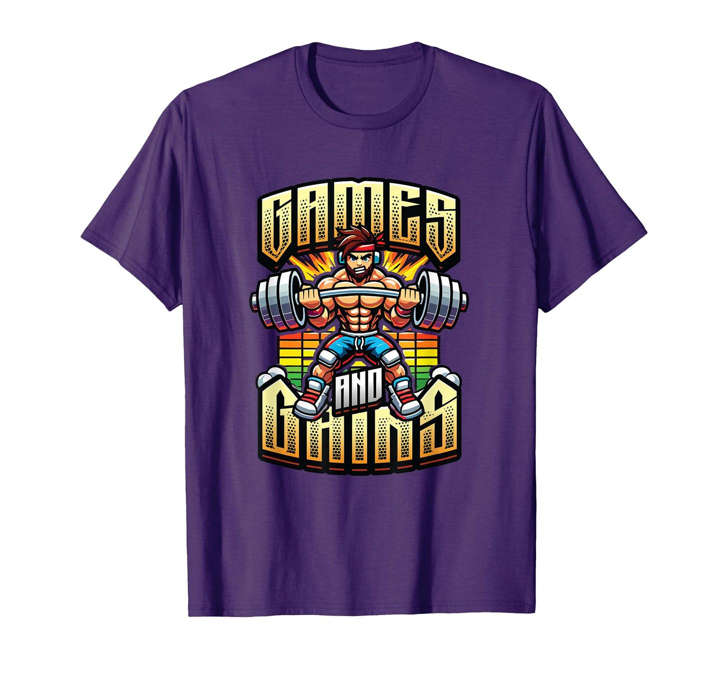 Games And Gains Gym Workout Fitness Enthusiast Gamer T-Shirt