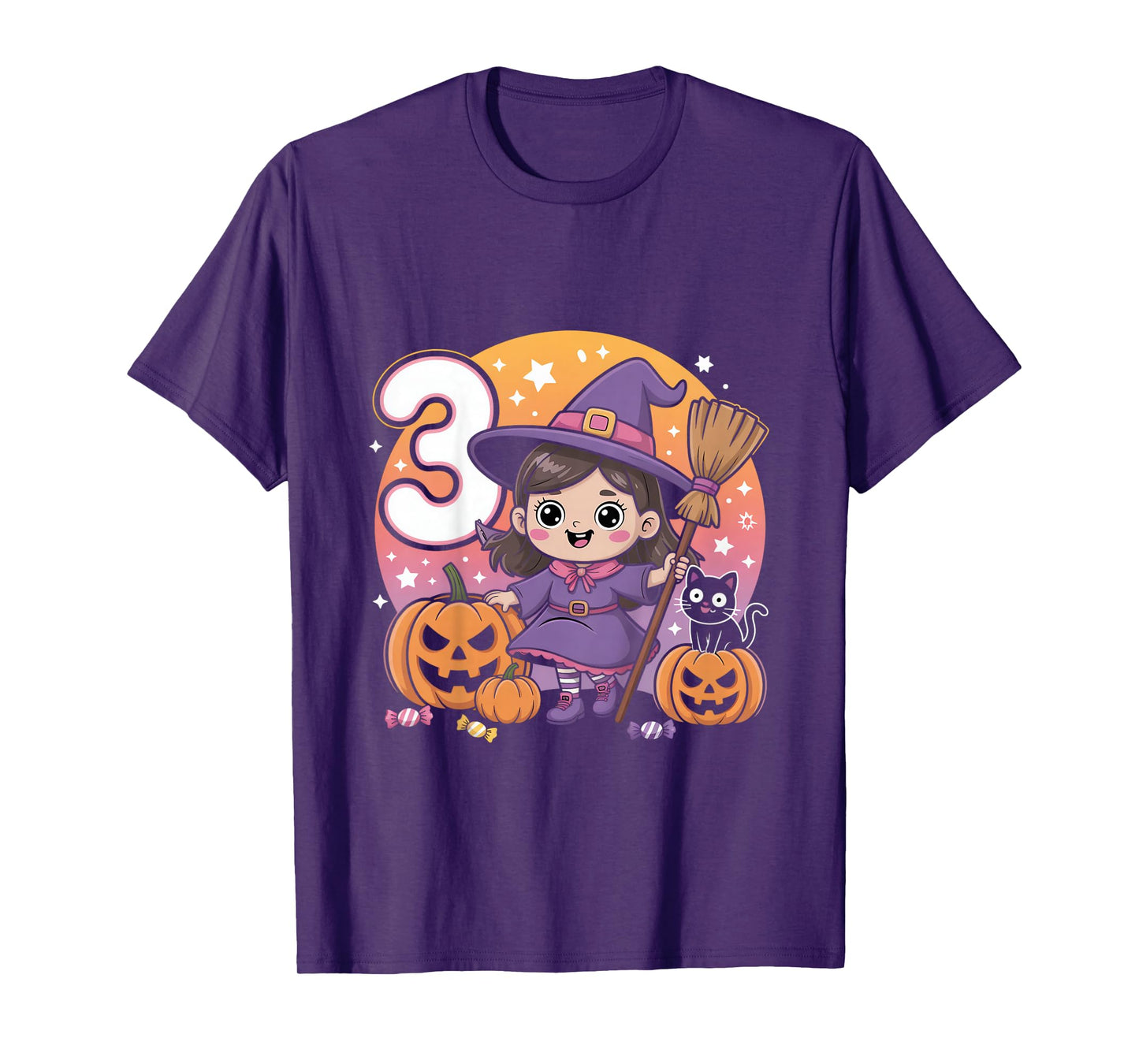 3rd Birthday Girl Little Witch Halloween Party Shirt T-Shirt