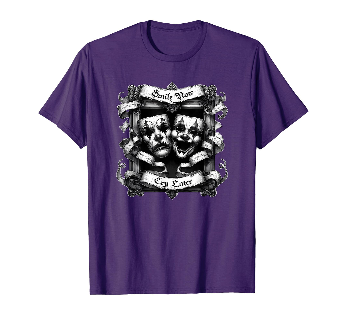 SMILE NOW CRY LATER Gothic Cholo Chicano Art Sad Clown Masks T-Shirt