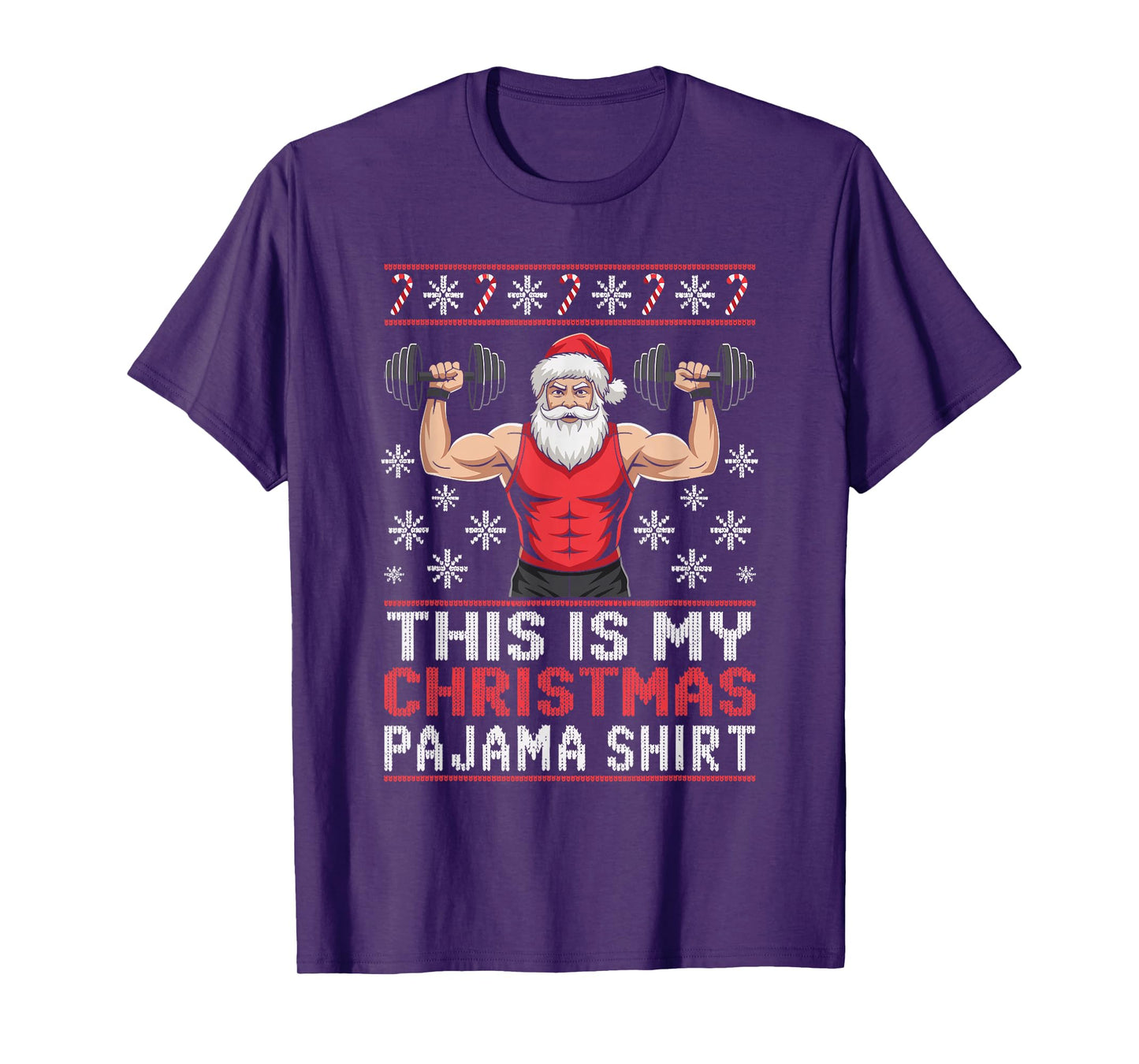 Santa Weightlifting Ugly Christmas Sweater Fitness Deadlift T-Shirt