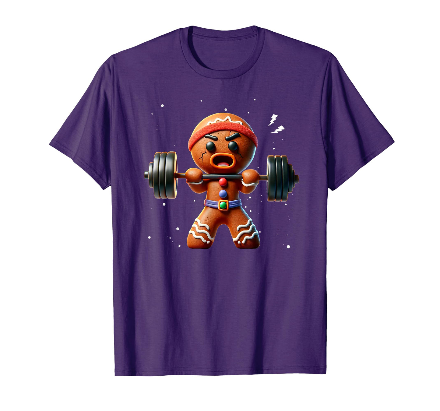 Funny Gym Workout Gingerbread Man Weightlifting Christmas T-Shirt