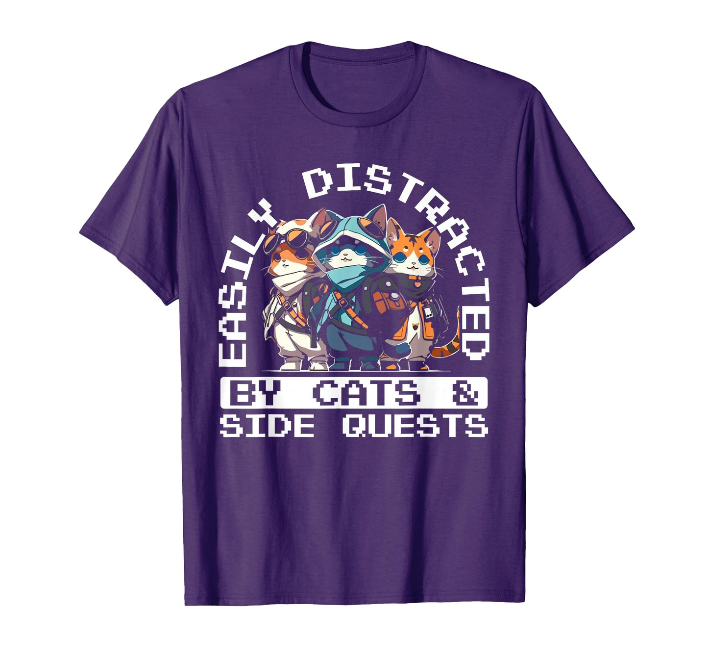 RPG Gamer Cats Distraction During Side Quest Nerdy T-Shirt