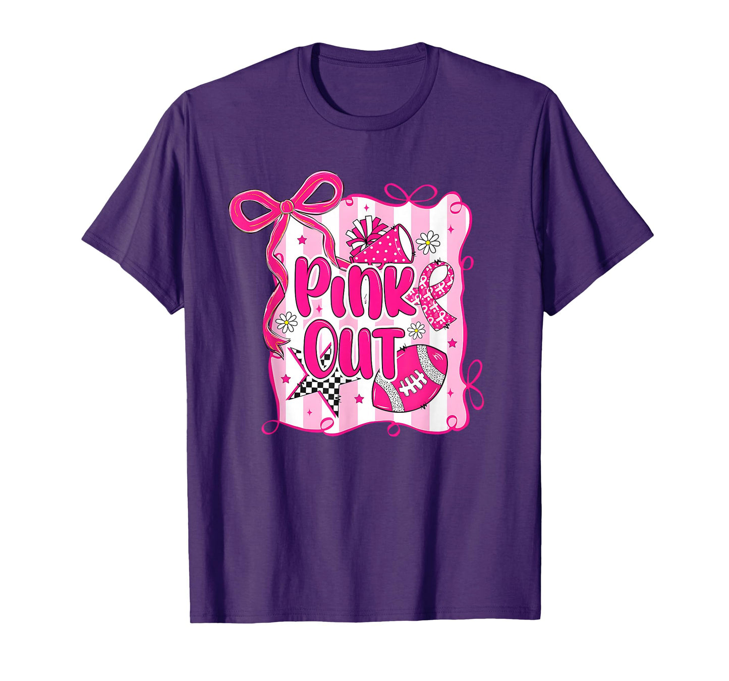 Retro Floral Pink Out Breast Cancer Awareness Tackle Cancer T-Shirt
