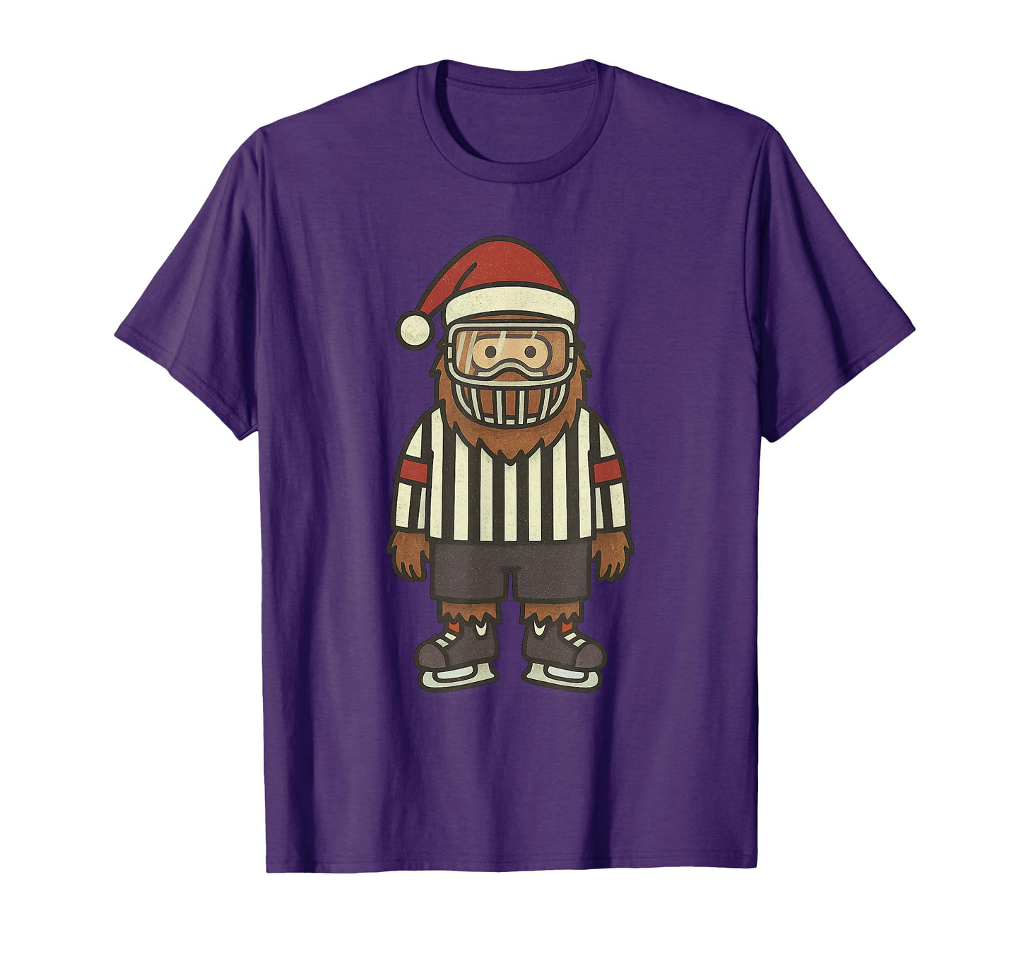 Sasquatch Referee Ice Hockey Christmas Vintage Funny Xmas T-Shirt