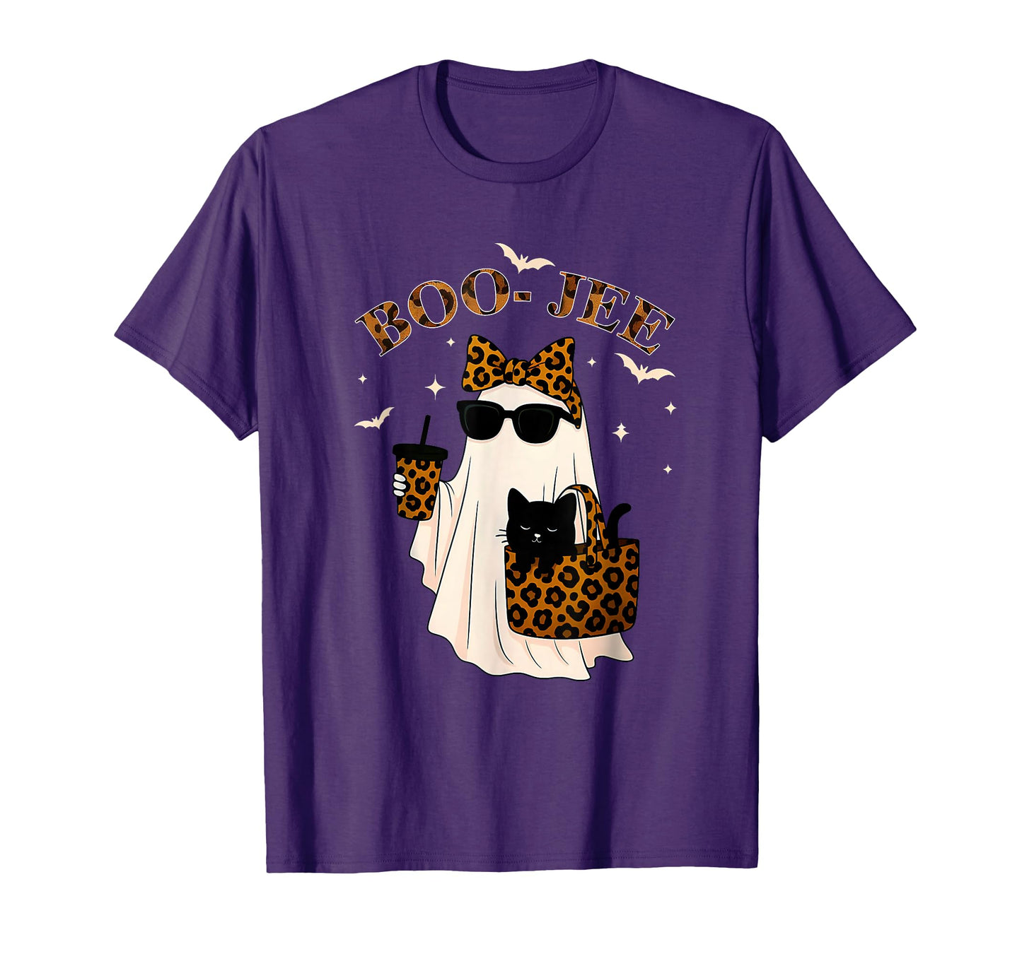 Coquette Leopard Ghost Coffee Boo-JEE Halloween Boujee Ghost T-Shirt
