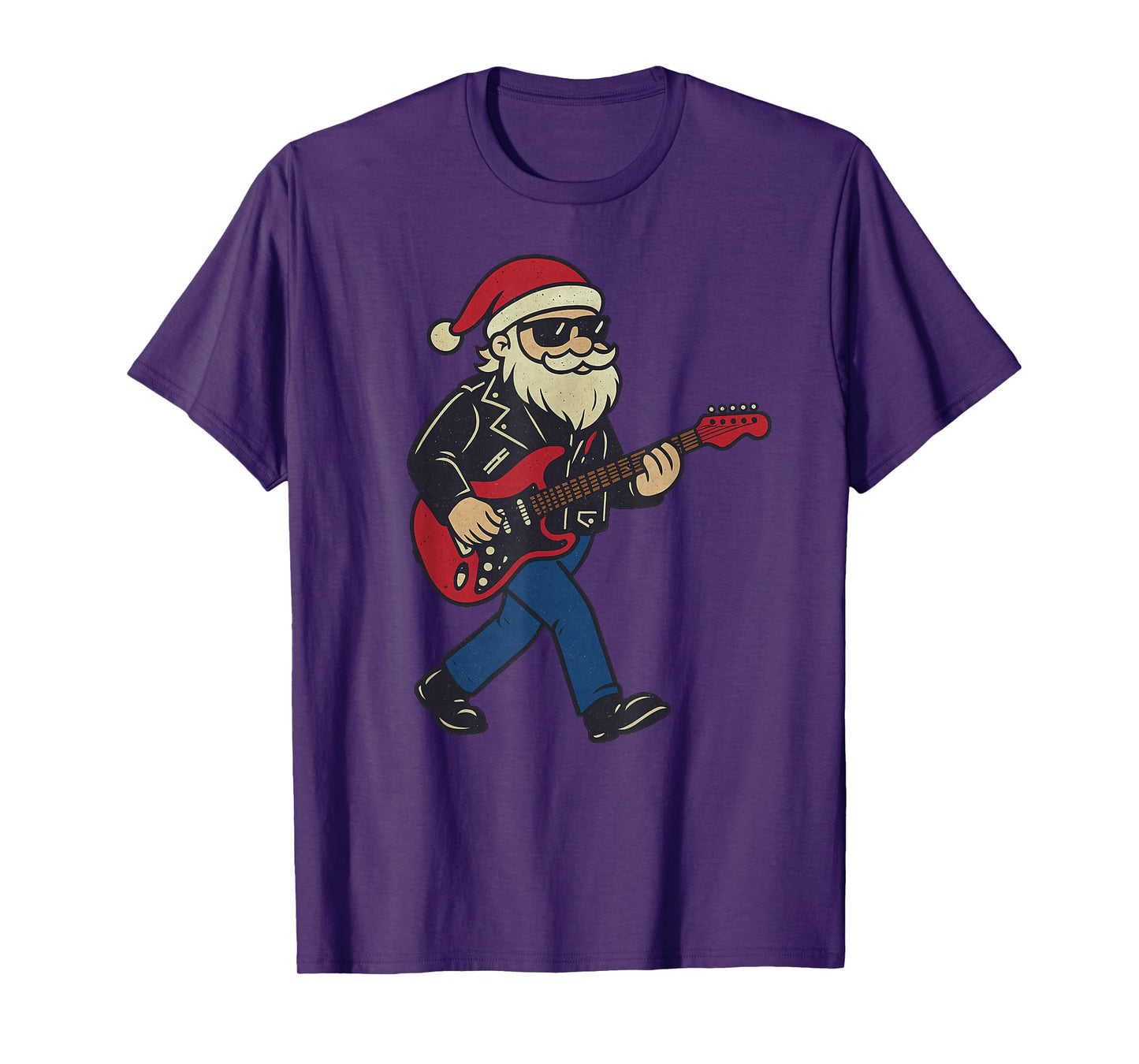 Santa Playing Rock Guitar Christmas Vintage Funny Xmas T-Shirt