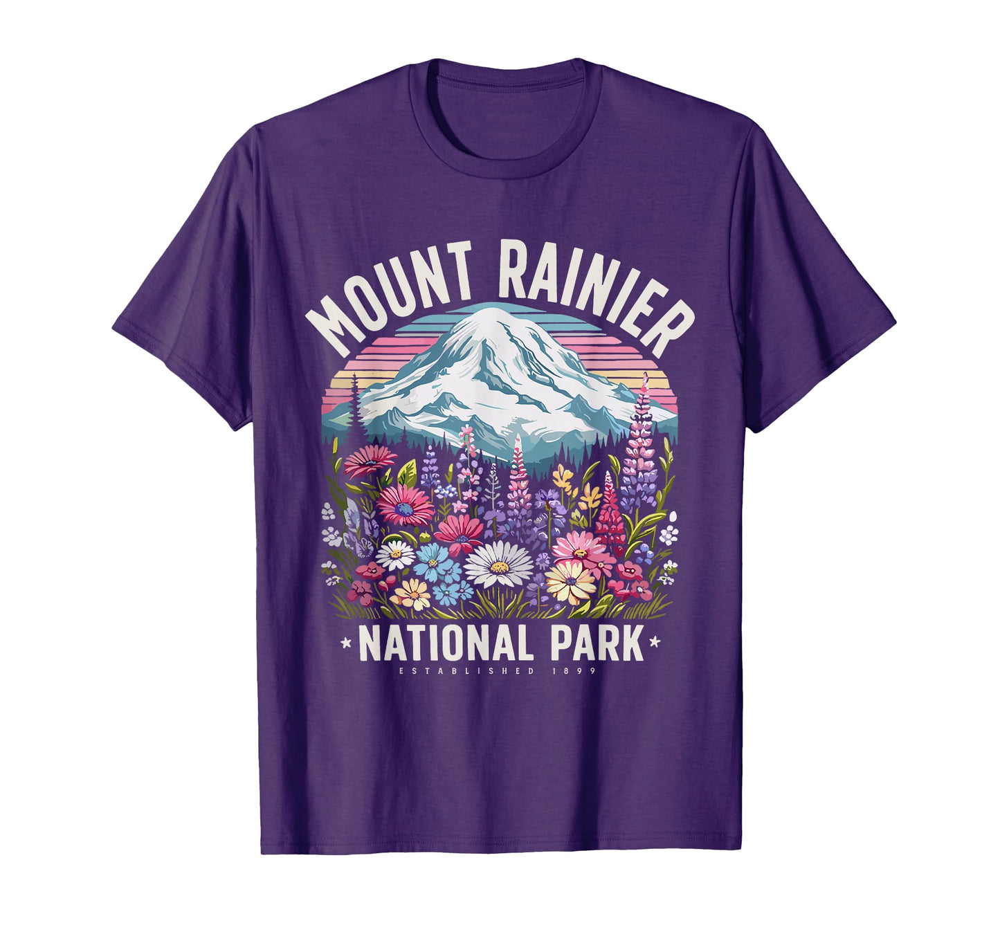 Floral Mount Rainier Washington Nature Lover Gift T-Shirt