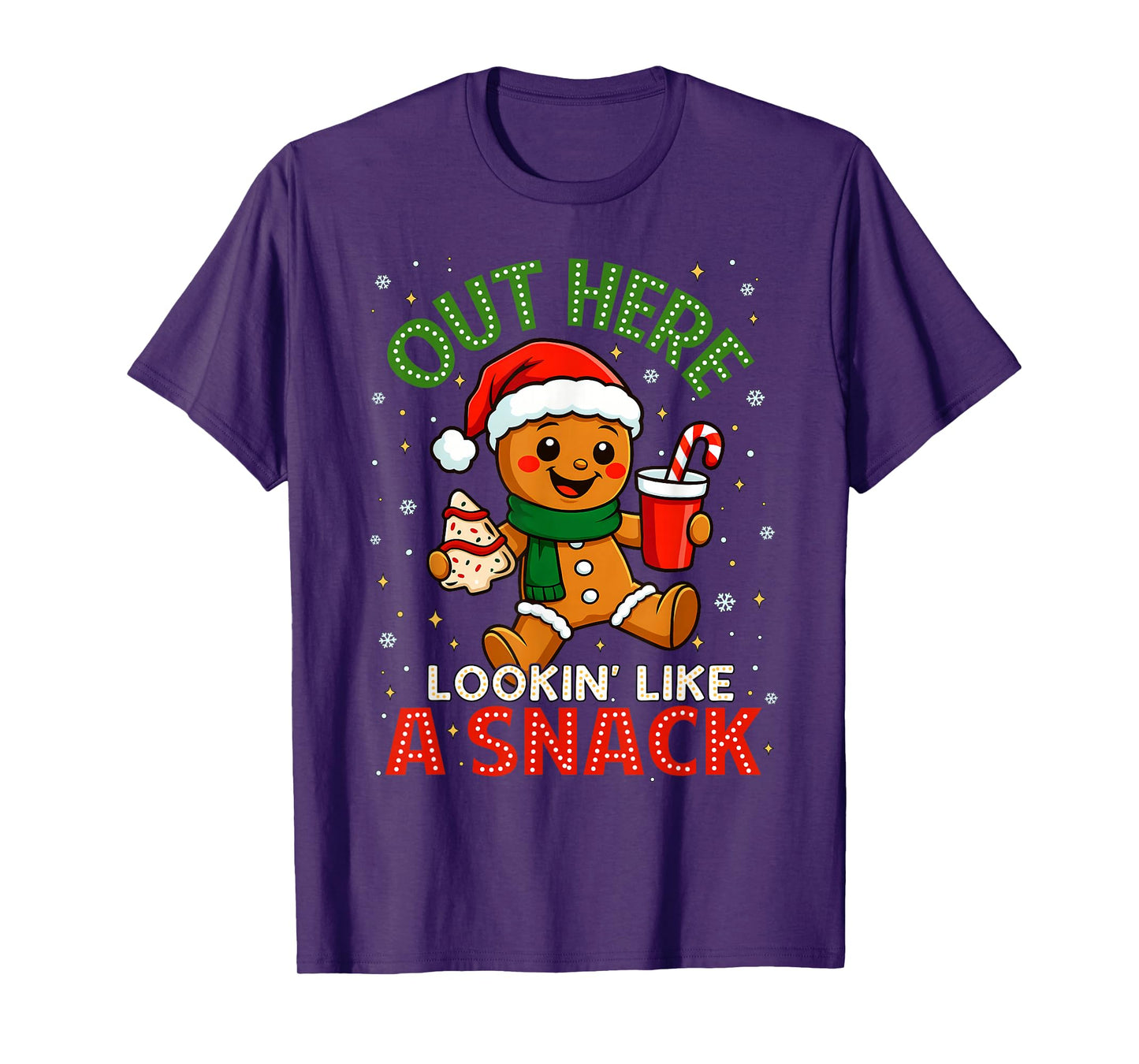 Out Here Looking Like A Snack Cute Gingerbread Christmas Kid T-Shirt