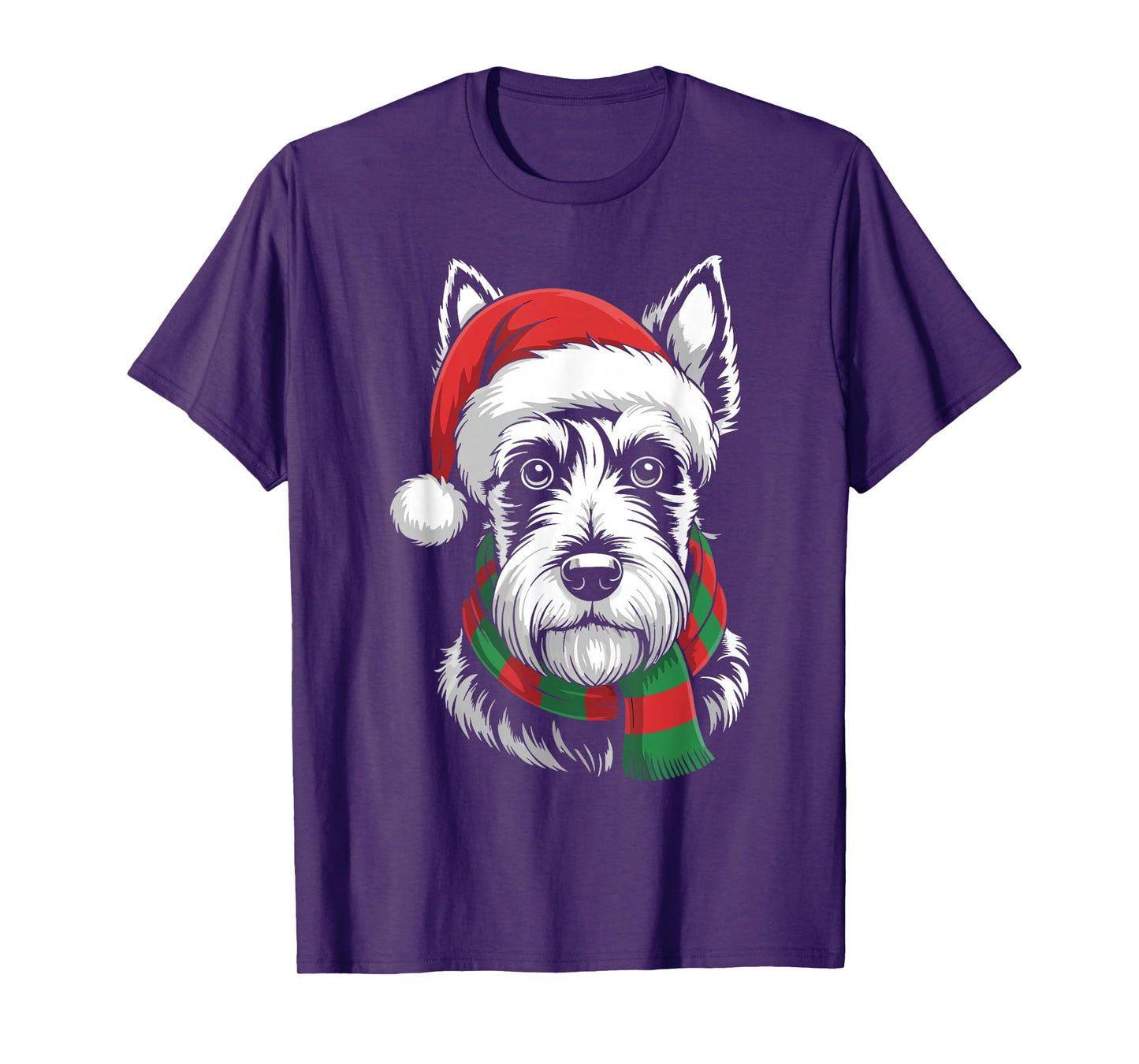 Scottish Terrier Dog Xmas Santa Hat Scarf Christmas Costume T-Shirt