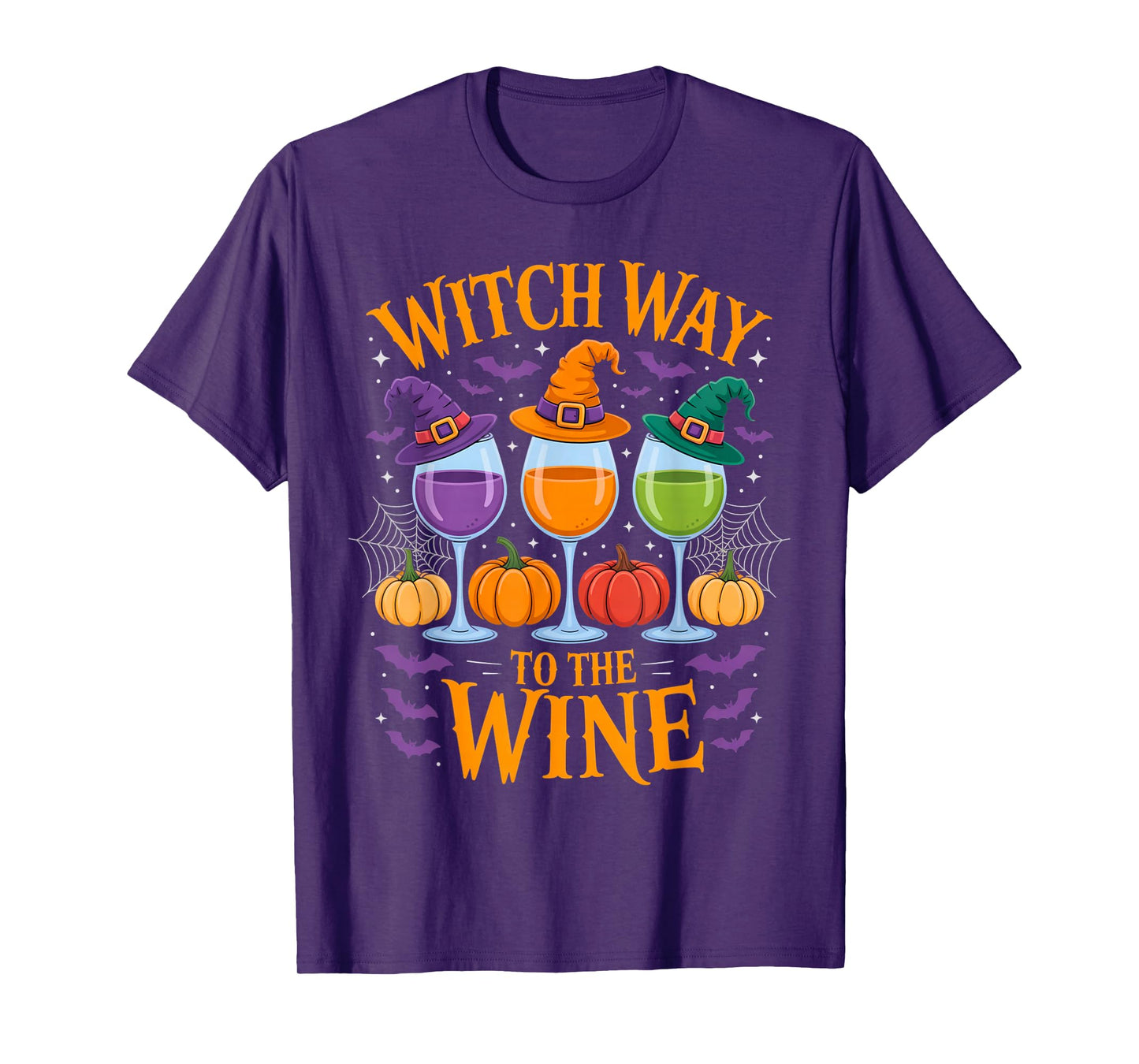 Witch Way to The Wine Funny Halloween Drinking Humor Outfit T-Shirt