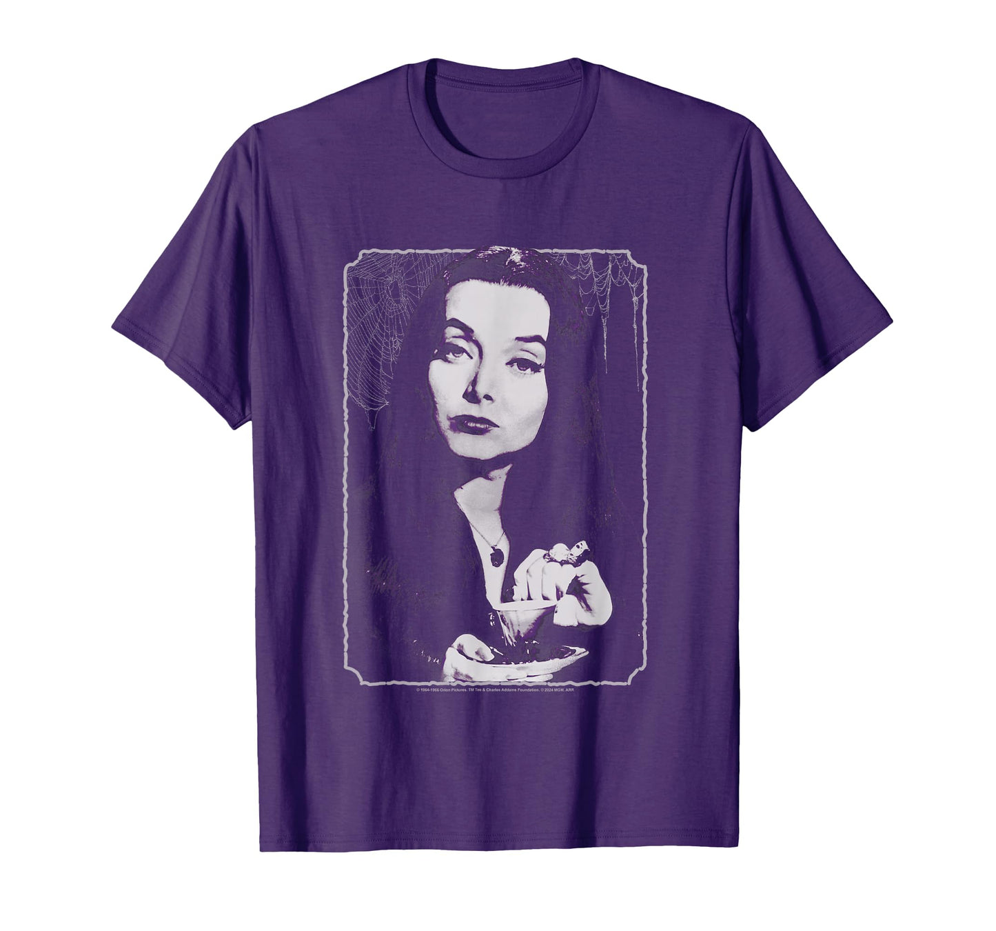 The Addams Family Morticia Drinking Tea Vintage Portrait T-Shirt