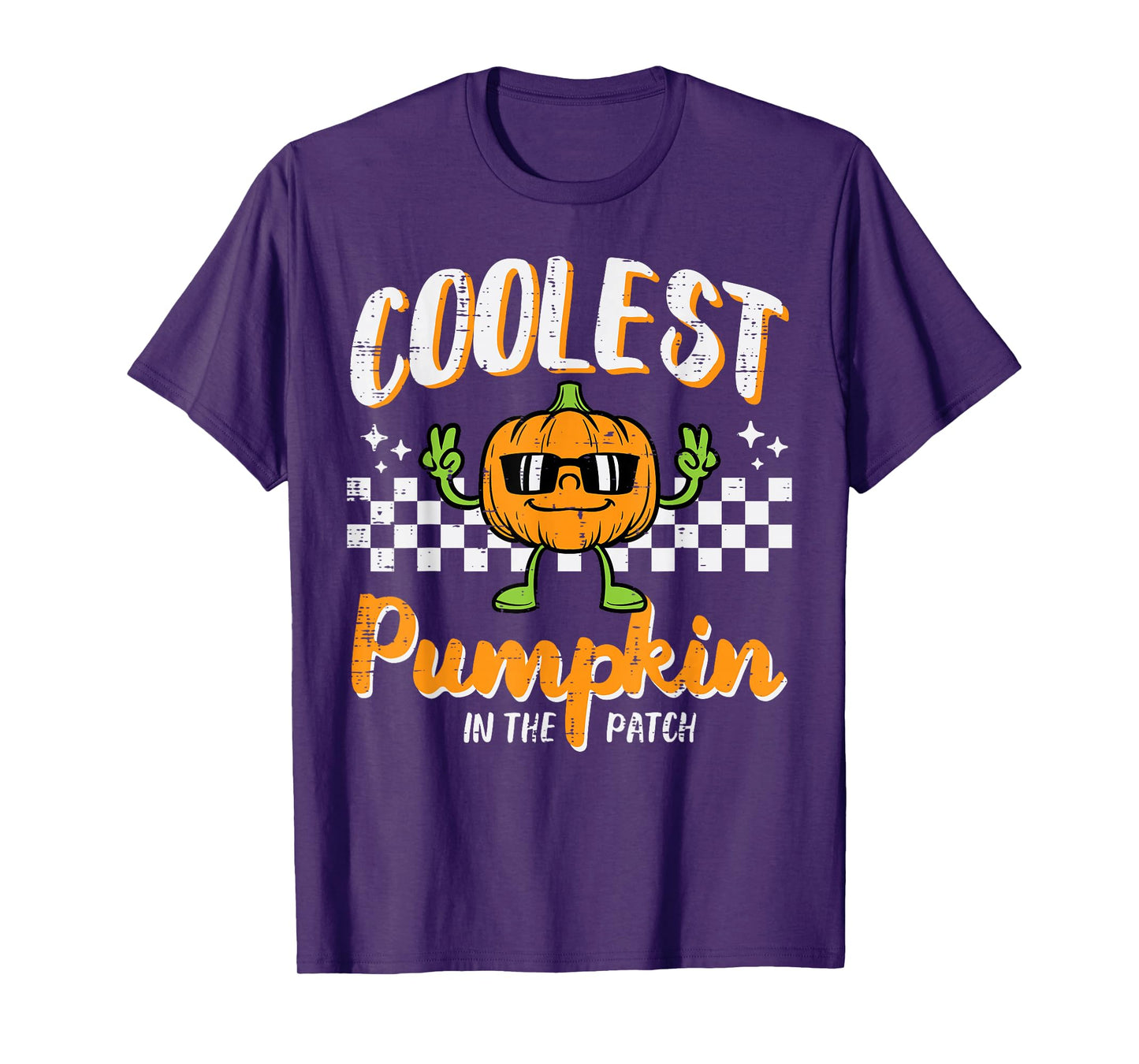 Coolest Pumpkin In Patch Halloween Retro Costume Groovy Boys T-Shirt