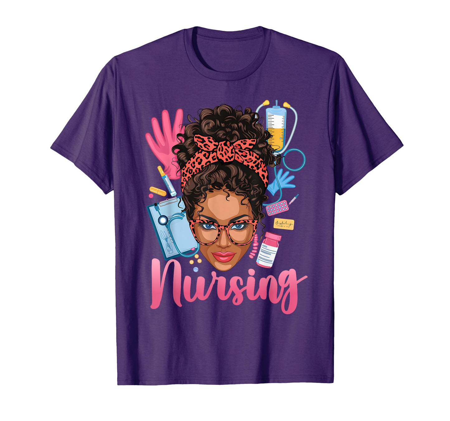 Black Melanin Nurse Black History Month Afro Hair T-Shirt