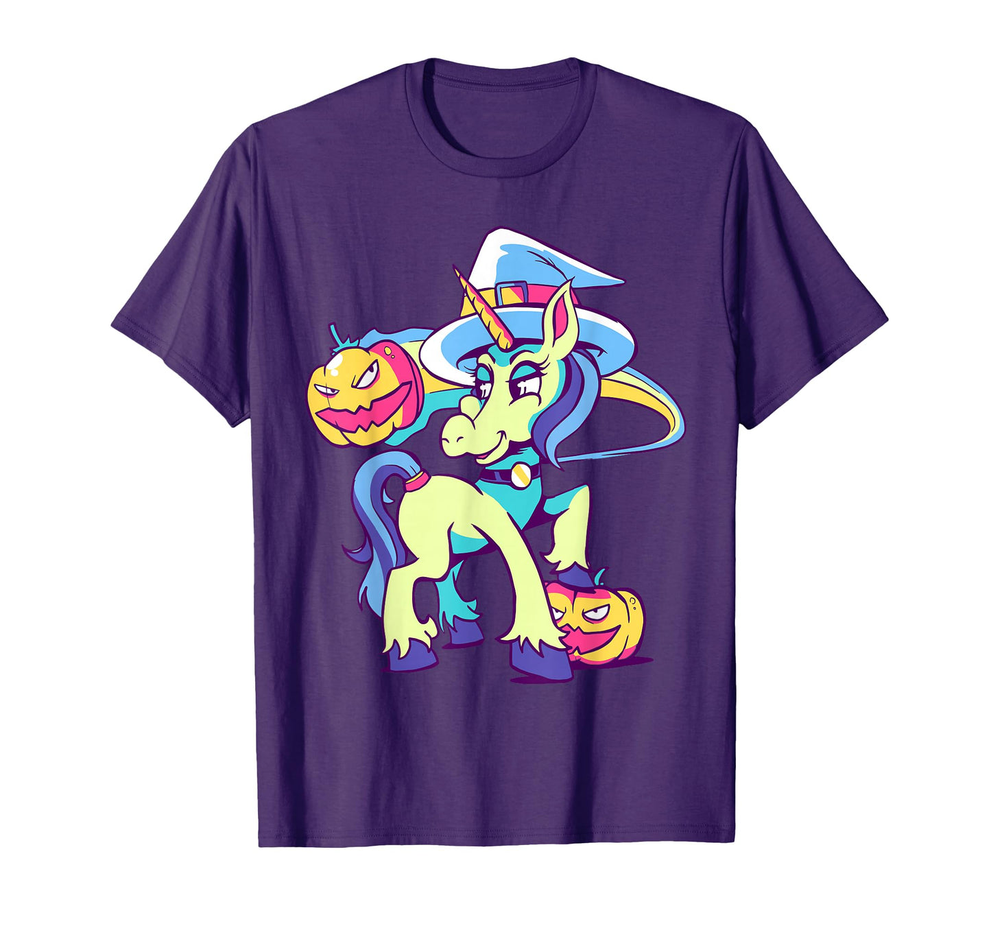 Witch Unicorn Halloween Pumpkin Funny Costume Design T-Shirt