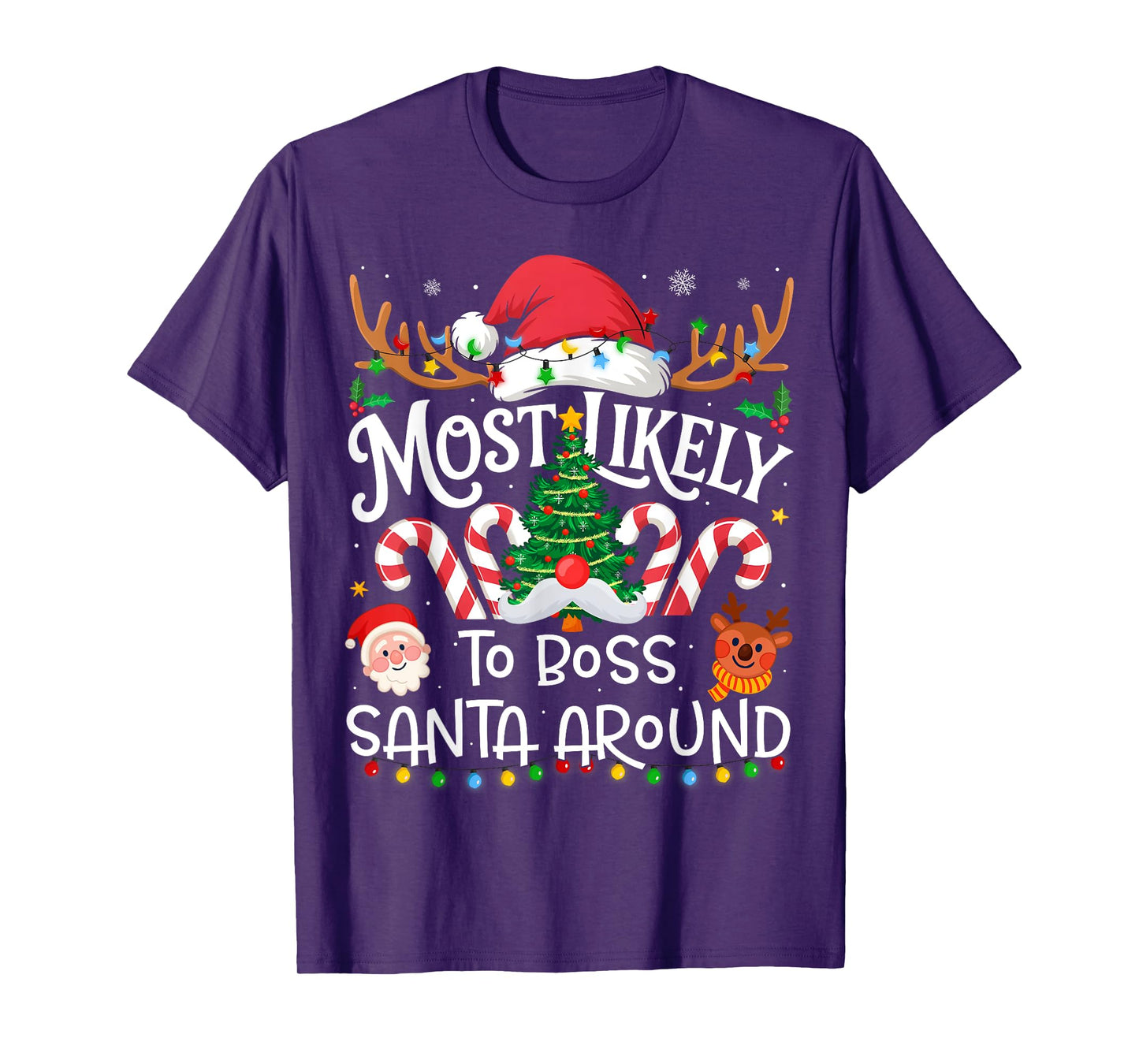 Most Likely to Boss Santa Around Family Matching Christmas T-Shirt