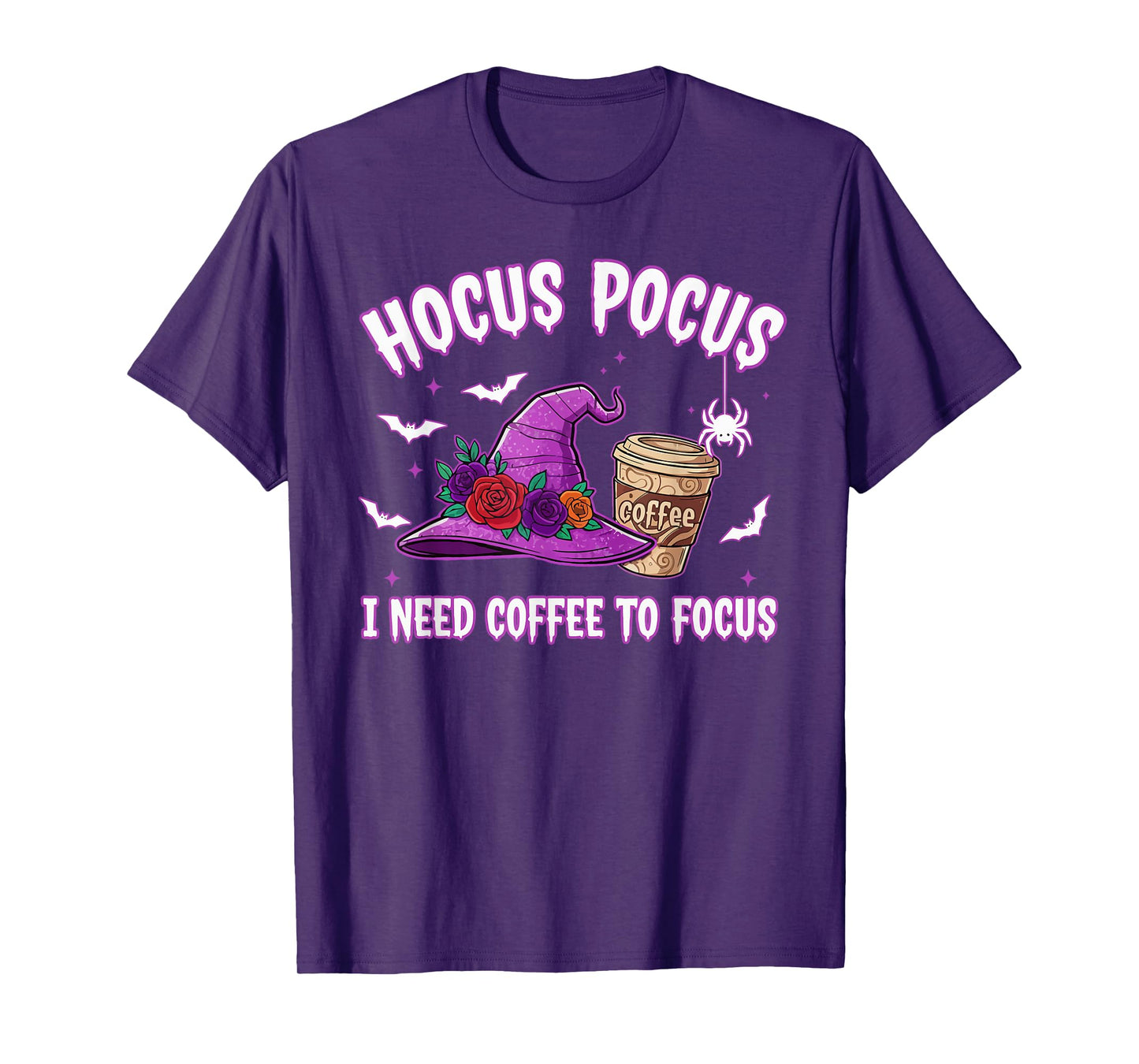 Hocus Pocus I Need Coffee to Focus Halloween Funny Teacher T-Shirt