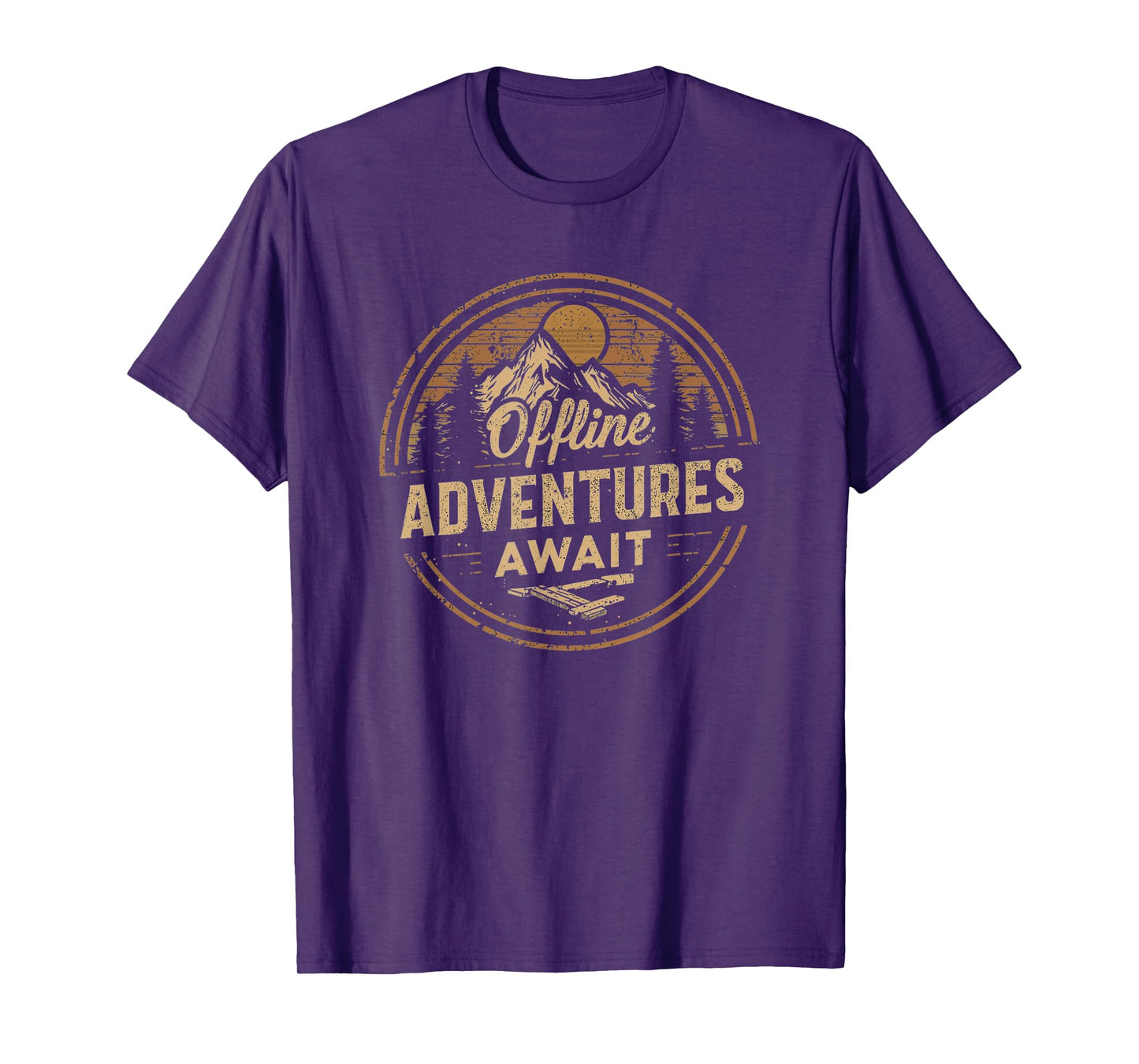 Offline Adventures Await – Retro Mountain Adventure T T-Shirt